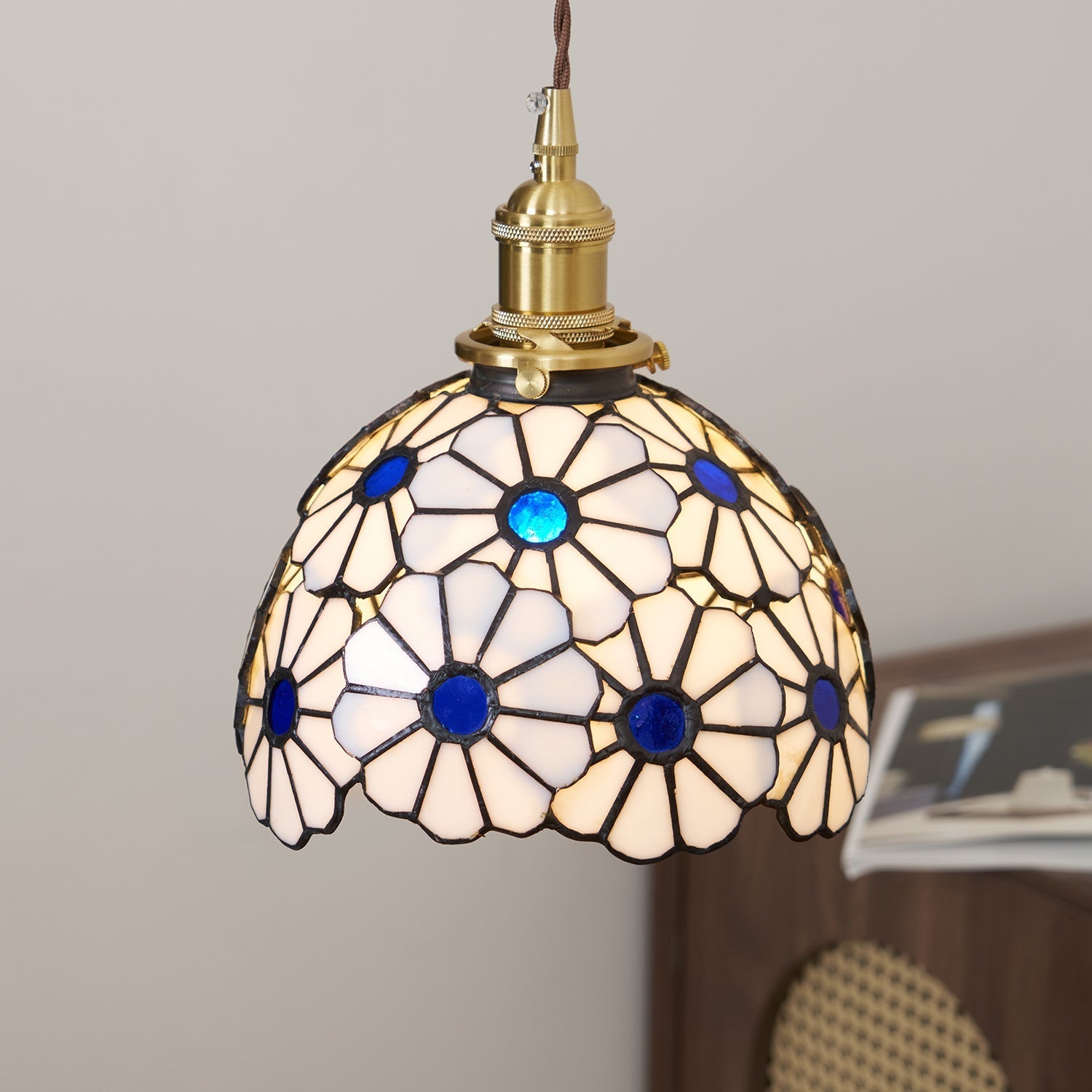 Tiffany Floral Pendant Light Blue - Letslighting