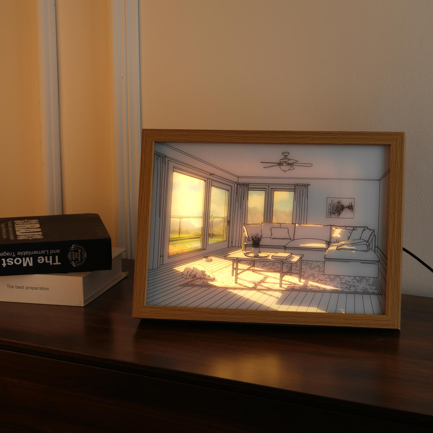 Magdalene Dog Sunbathing Mural Art Wood Wall lamp - Letslighting