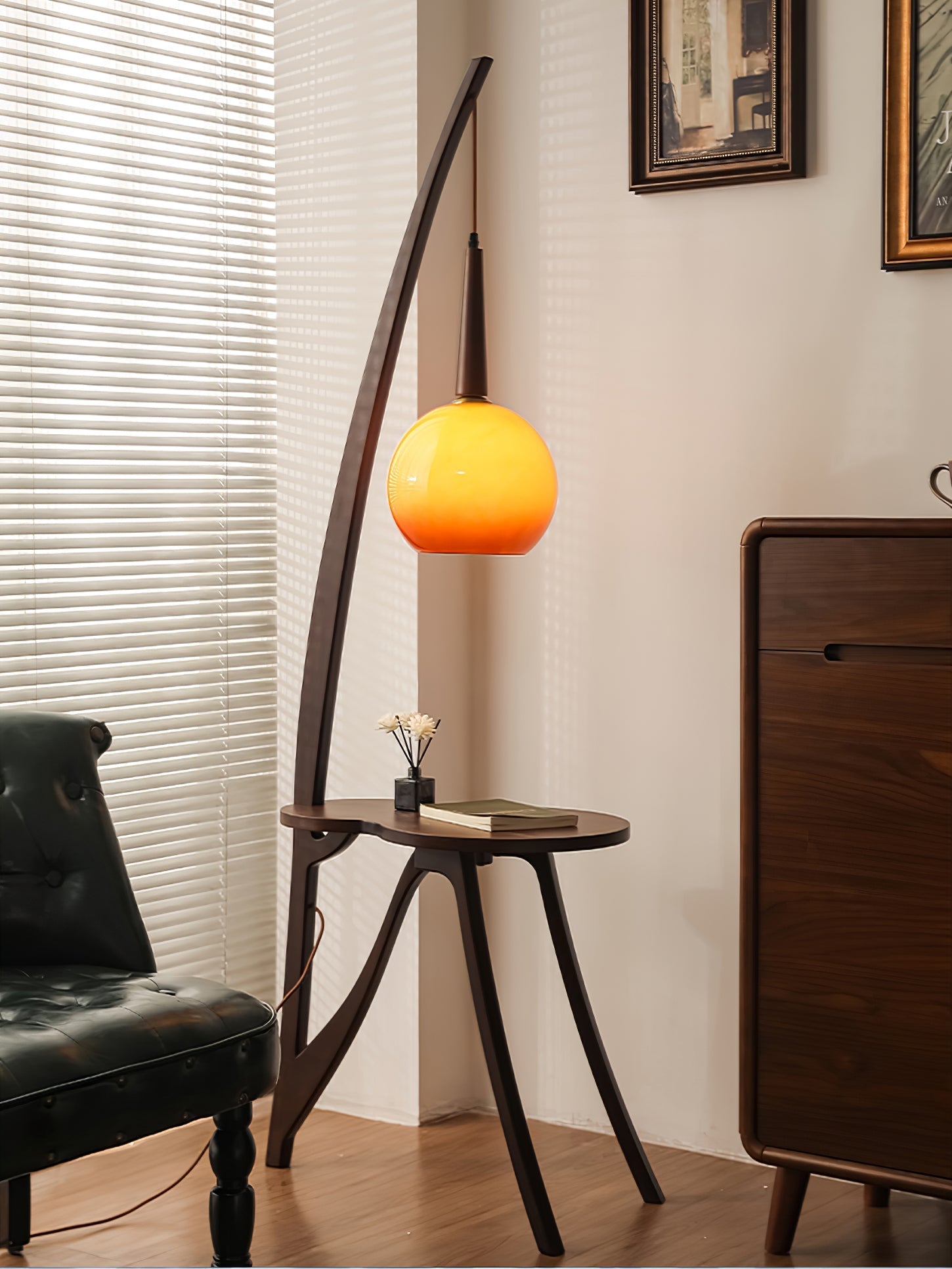 Arc Wood Hanging Floor Lamp - Blowlighting