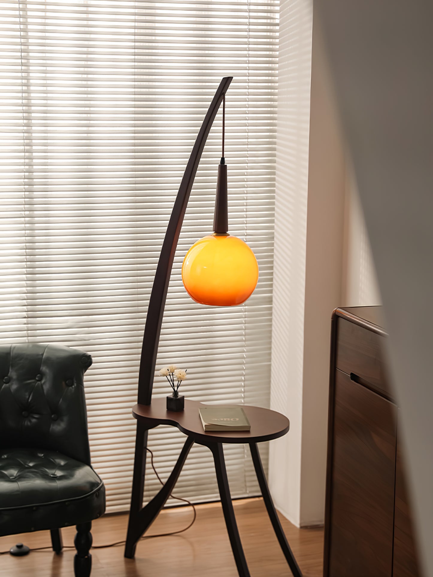 Arc Wood Hanging Floor Lamp - Blowlighting