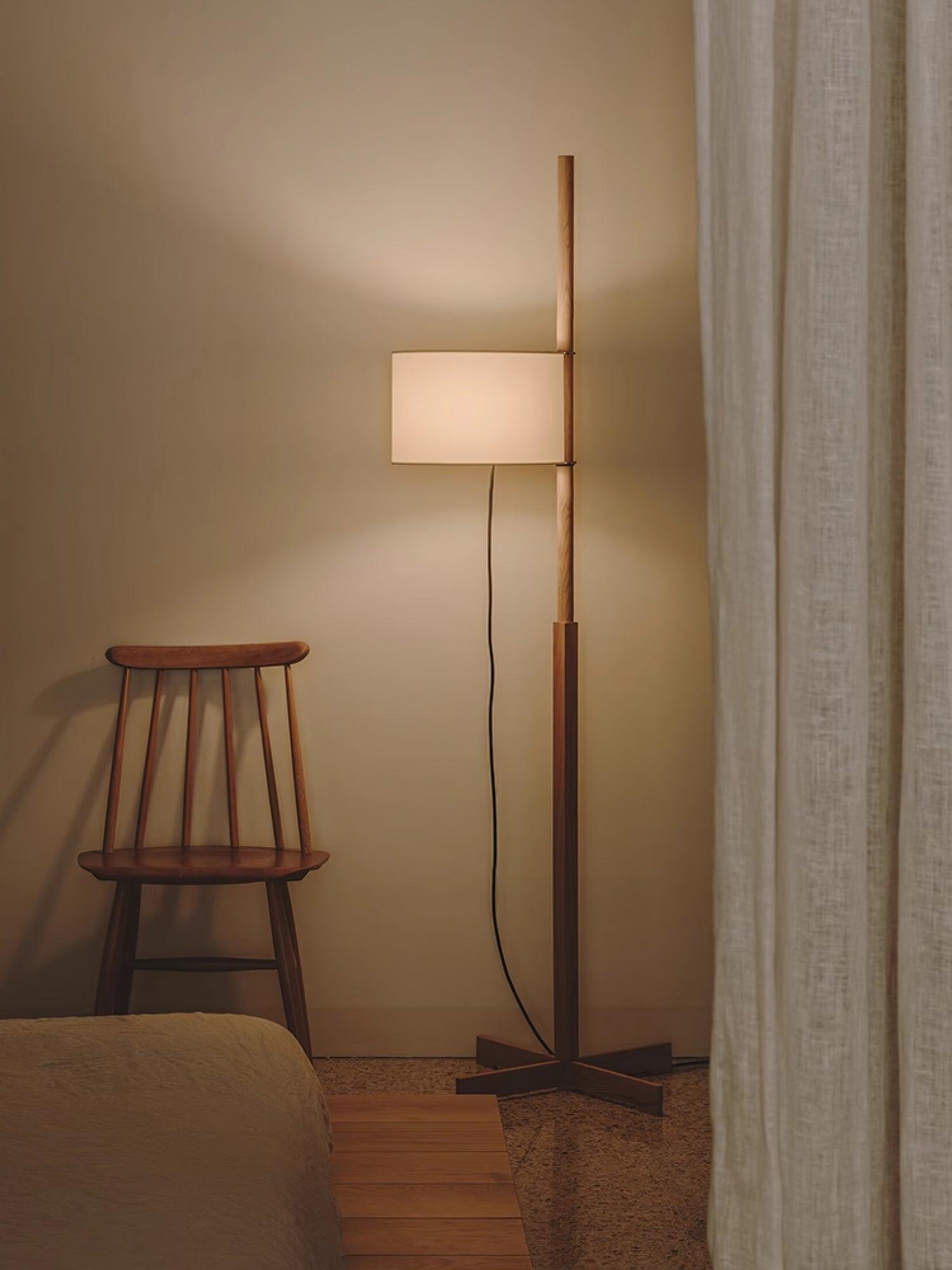 Terenzo Wood Fabric Floor Lamp - Letslighting
