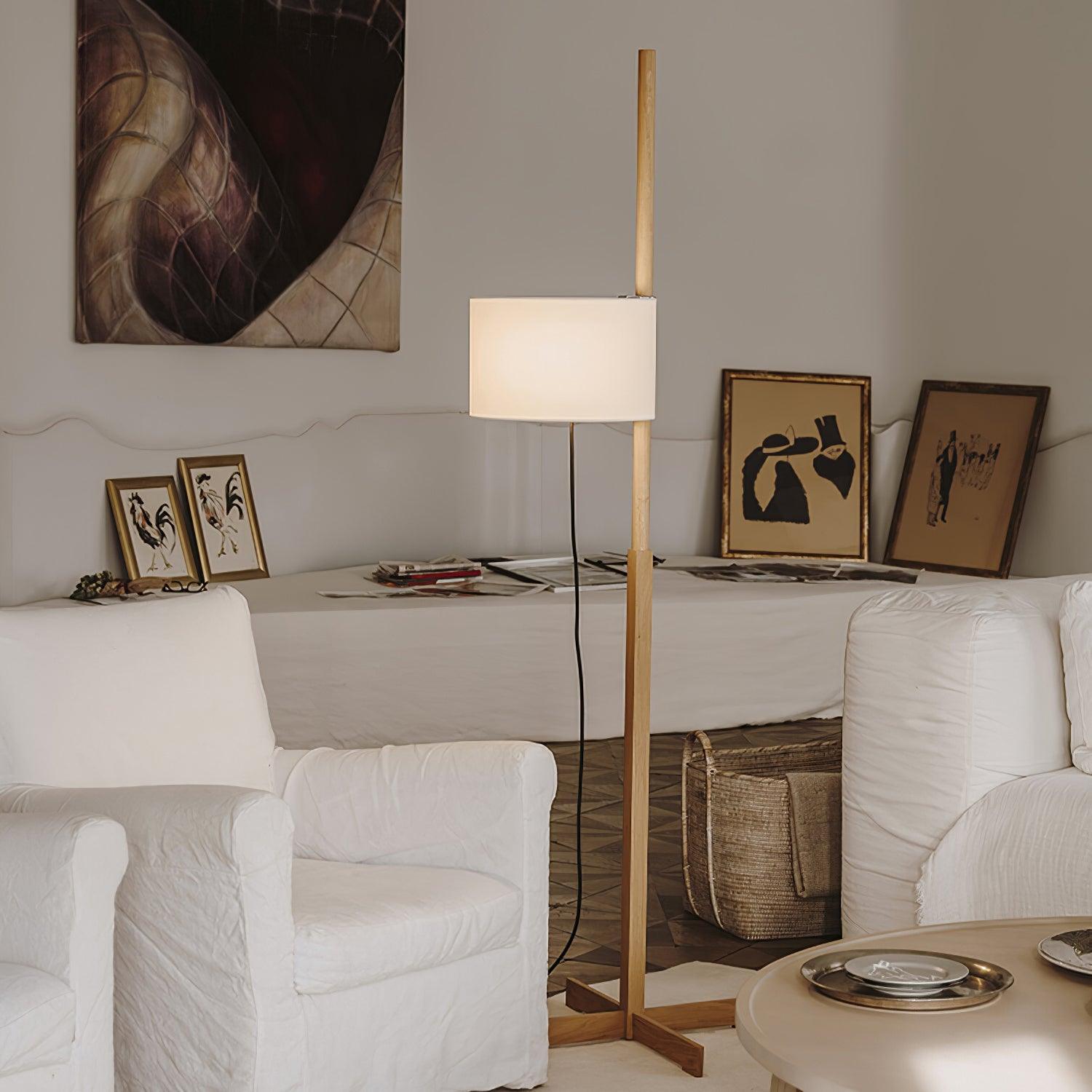 Terenzo Wood Fabric Floor Lamp - Letslighting