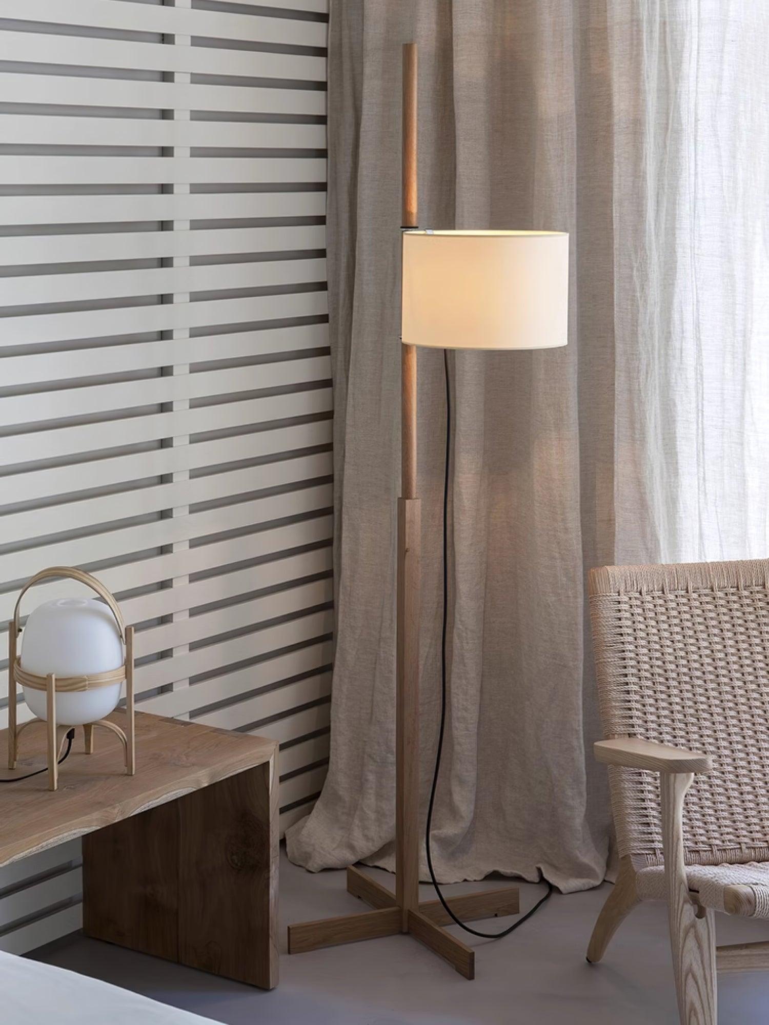 Terenzo Wood Fabric Floor Lamp - Letslighting