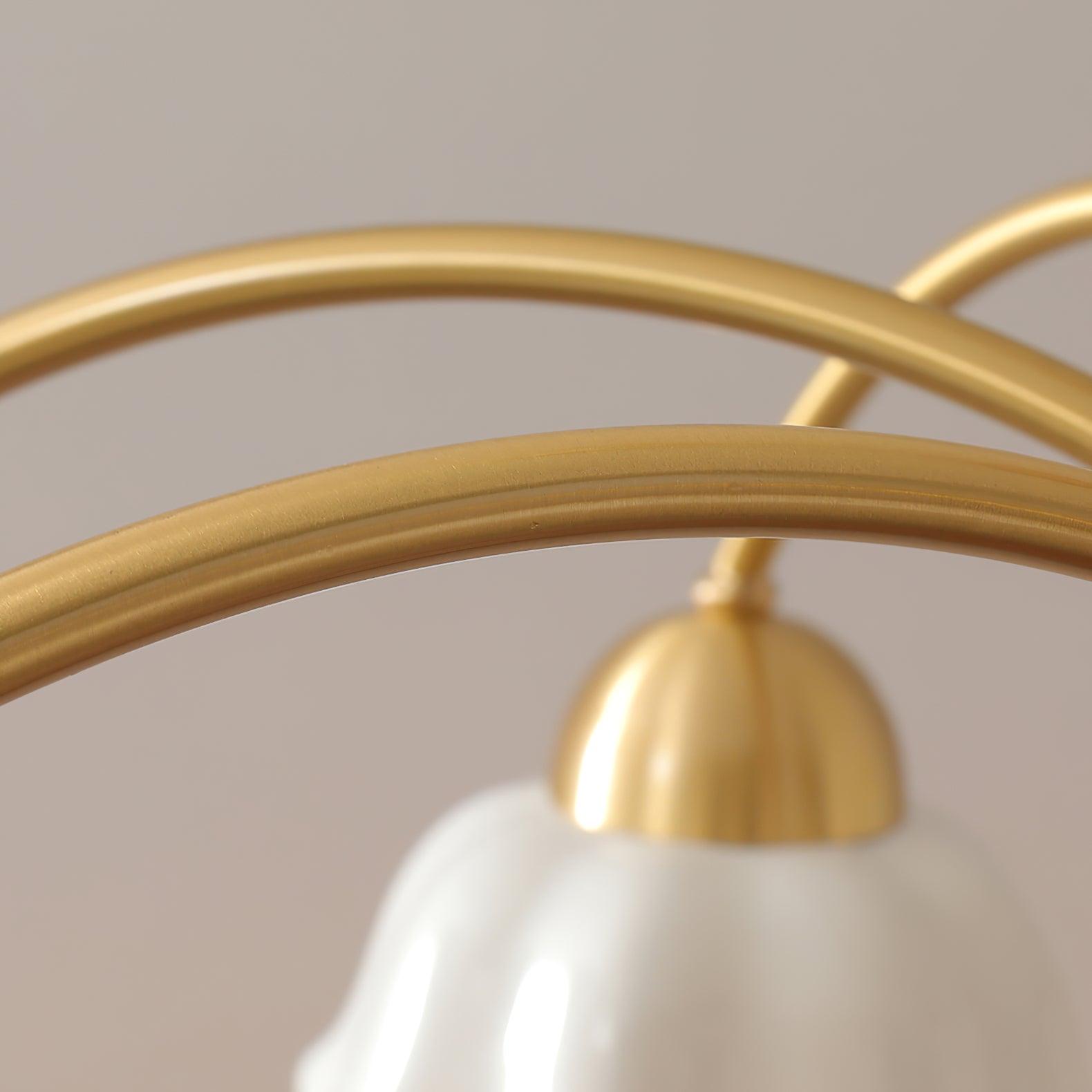 Lustra Chandelier Brass Wood Opaline Ceramic - Letslighting