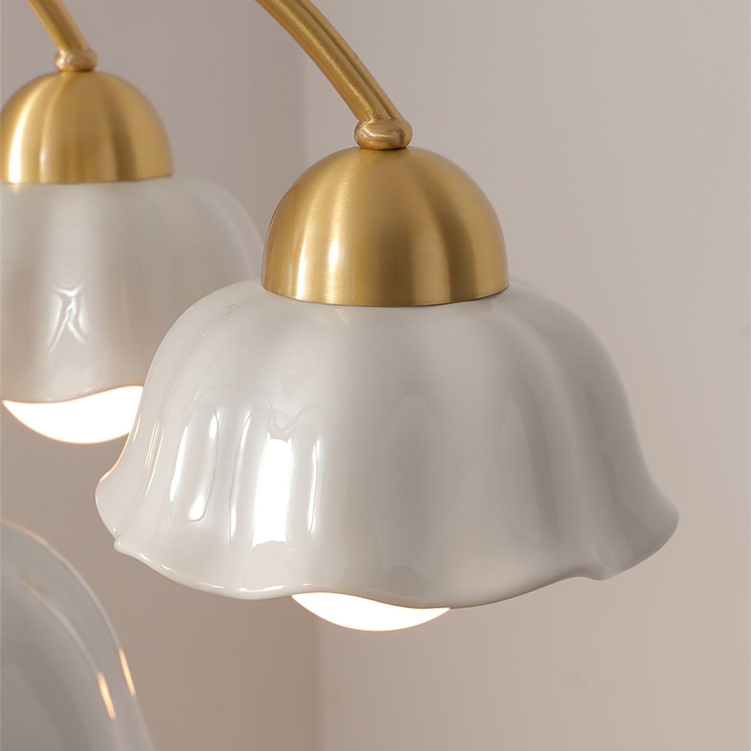 Lustra Chandelier Brass Wood Opaline Ceramic - Letslighting