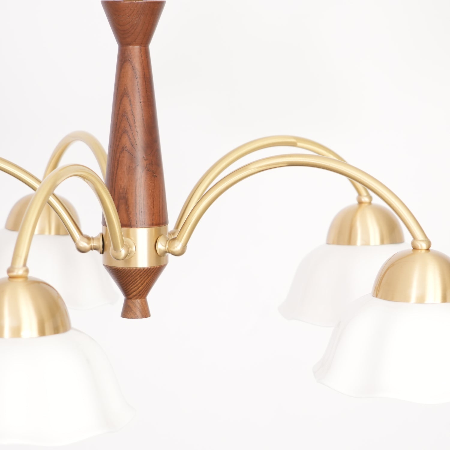 Lustra Chandelier Brass Wood Opaline Ceramic - Letslighting