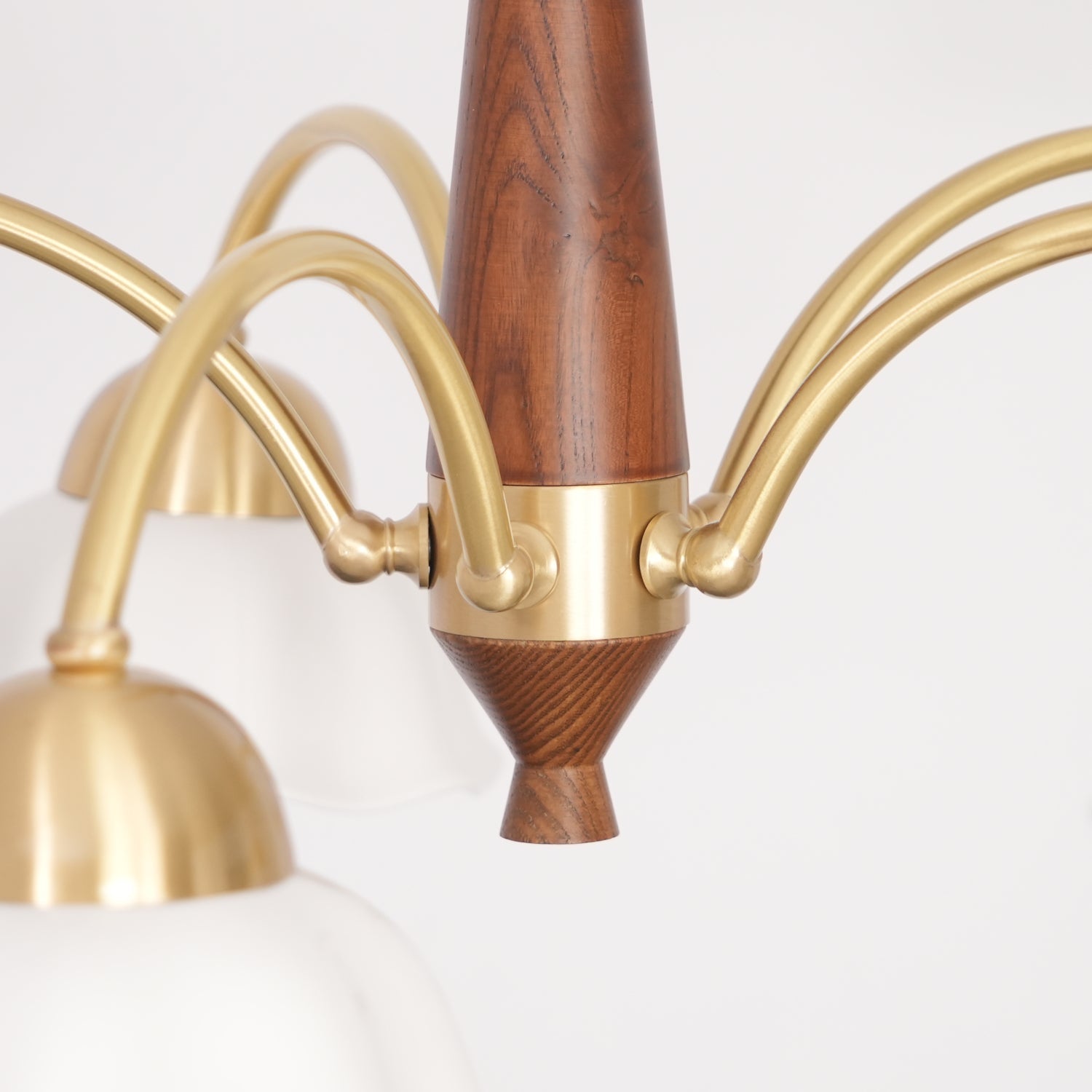 Lustra Chandelier Brass Wood Opaline Ceramic - Letslighting