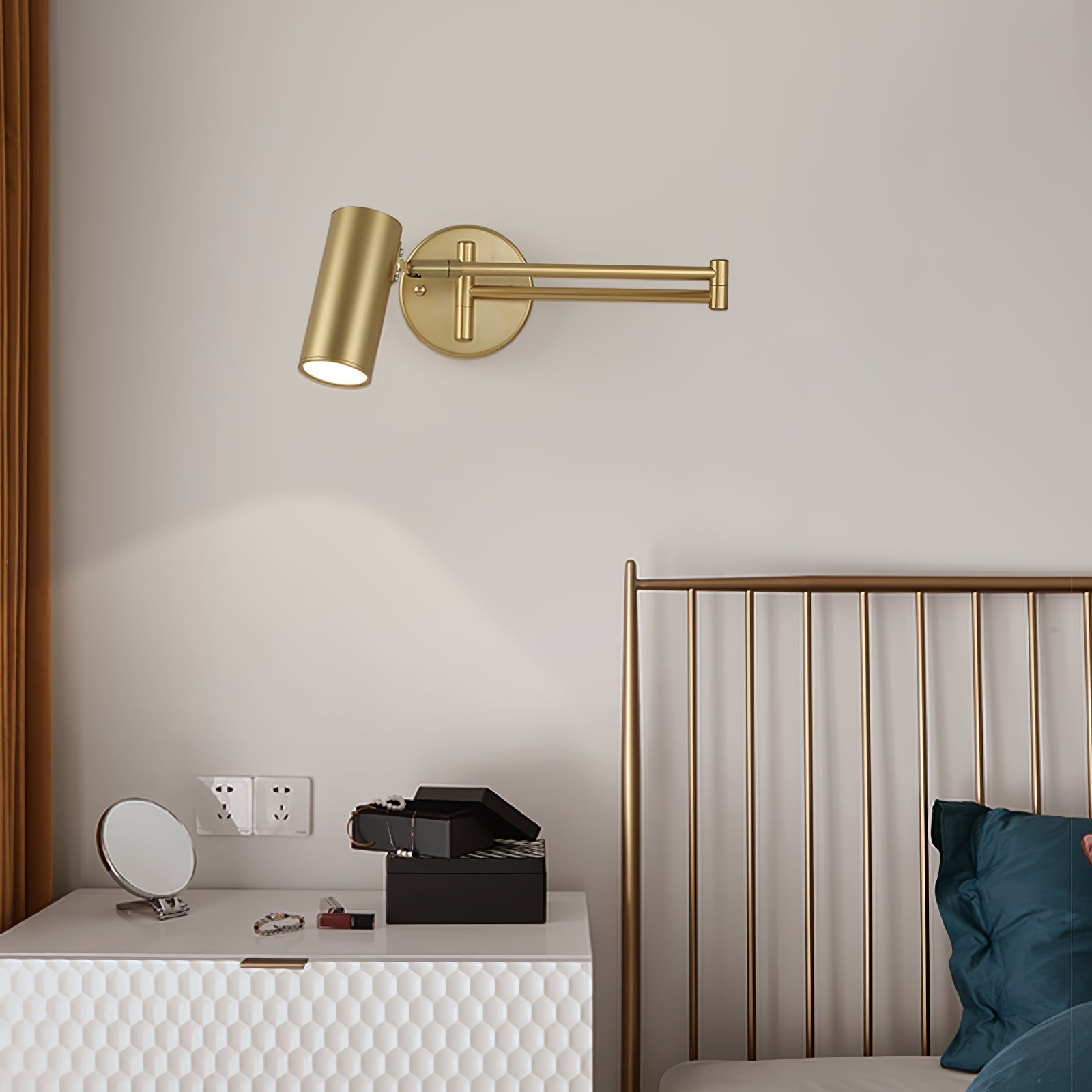 Lustra Wall Sconce Brass Swing Arm Adjustable - Letslighting