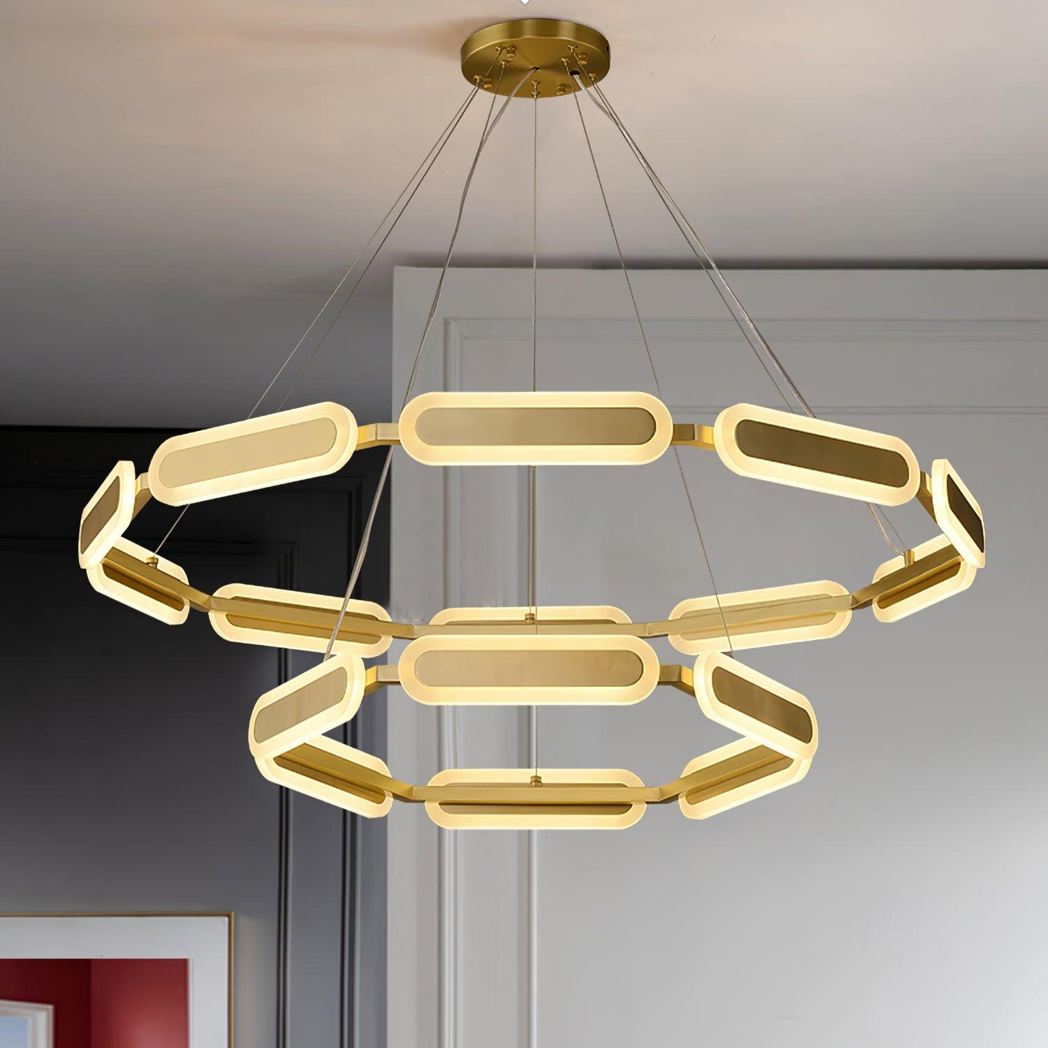 Lustra Chandelier Geometric Brass Ring - Letslighting