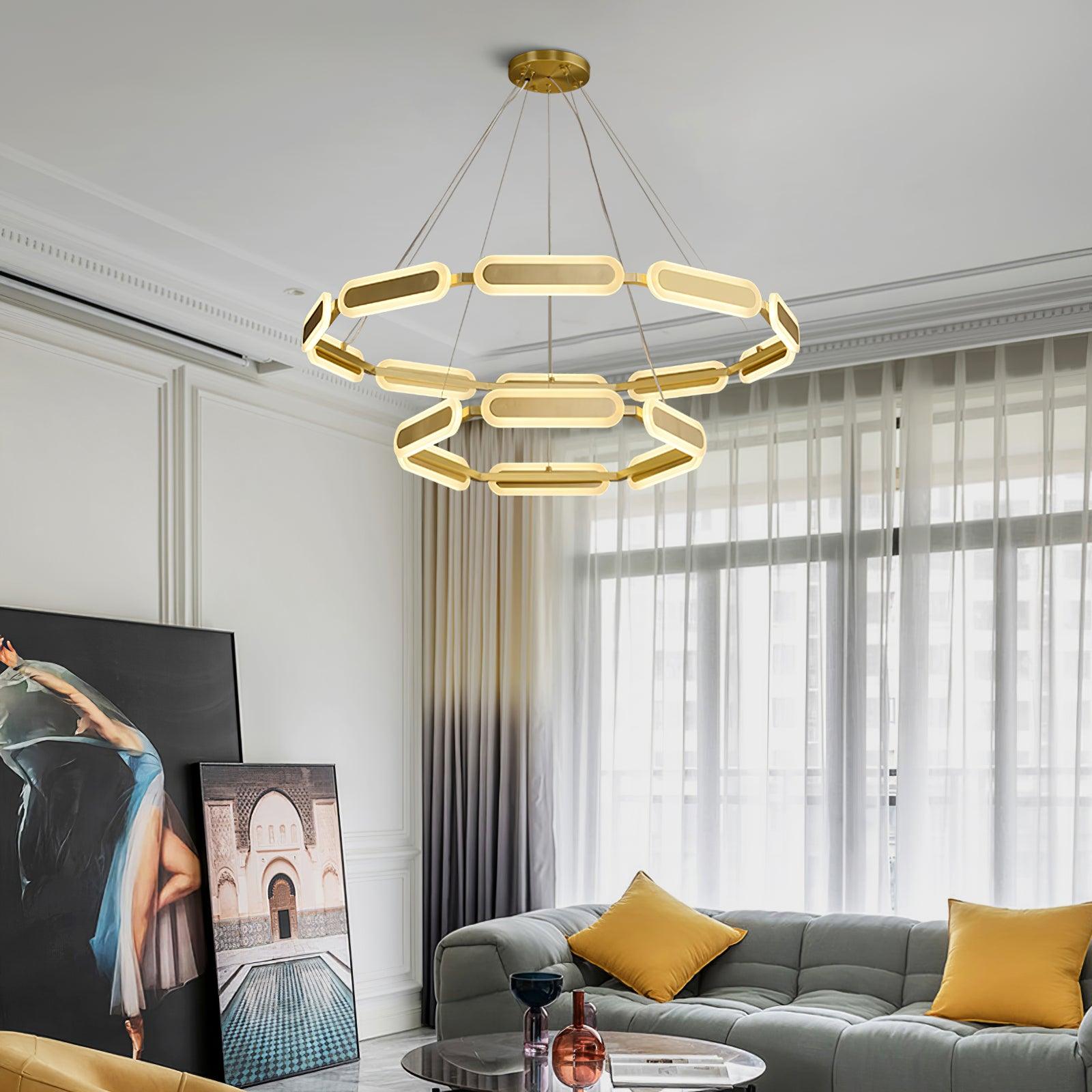 Lustra Chandelier Geometric Brass Ring - Letslighting