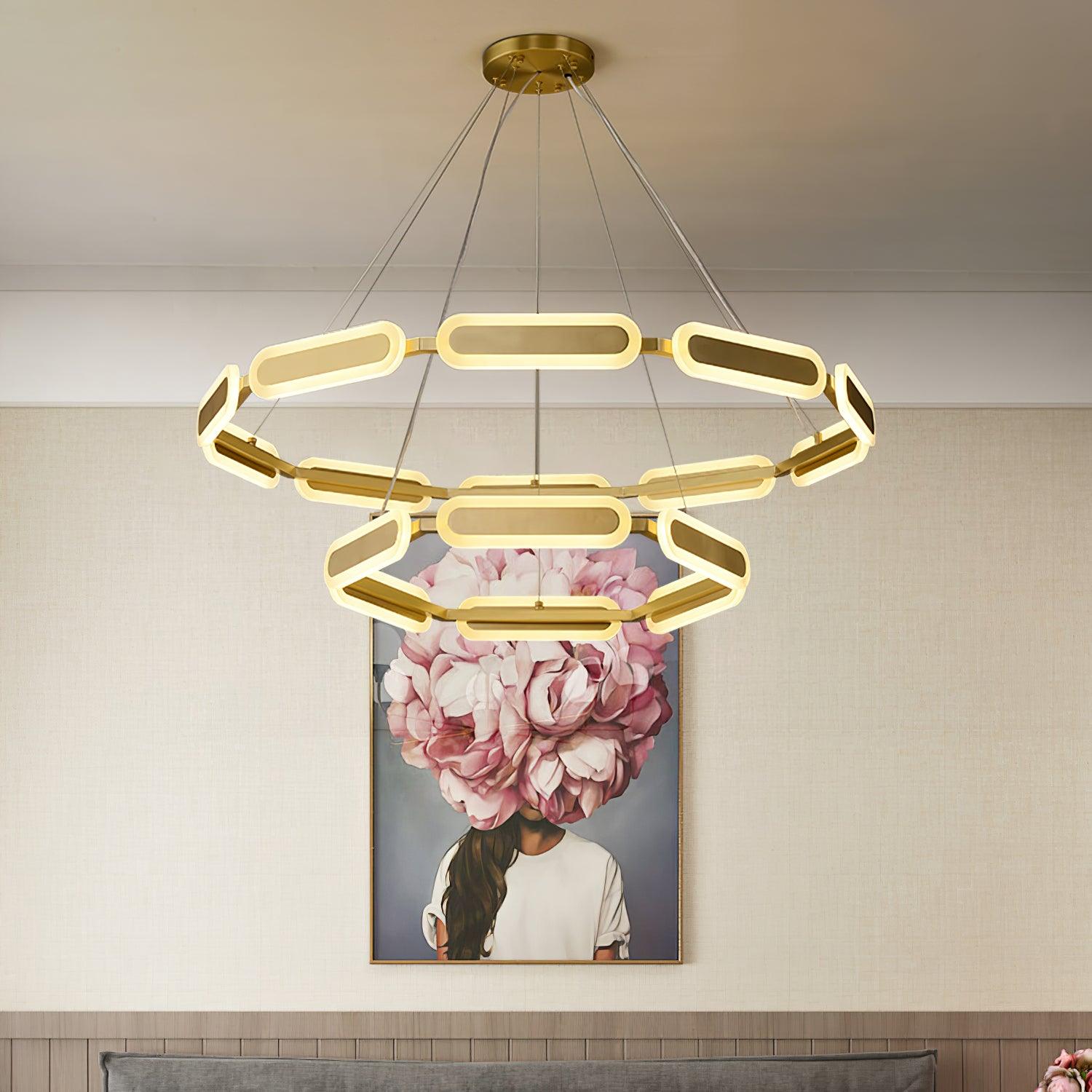 Lustra Chandelier Geometric Brass Ring - Letslighting