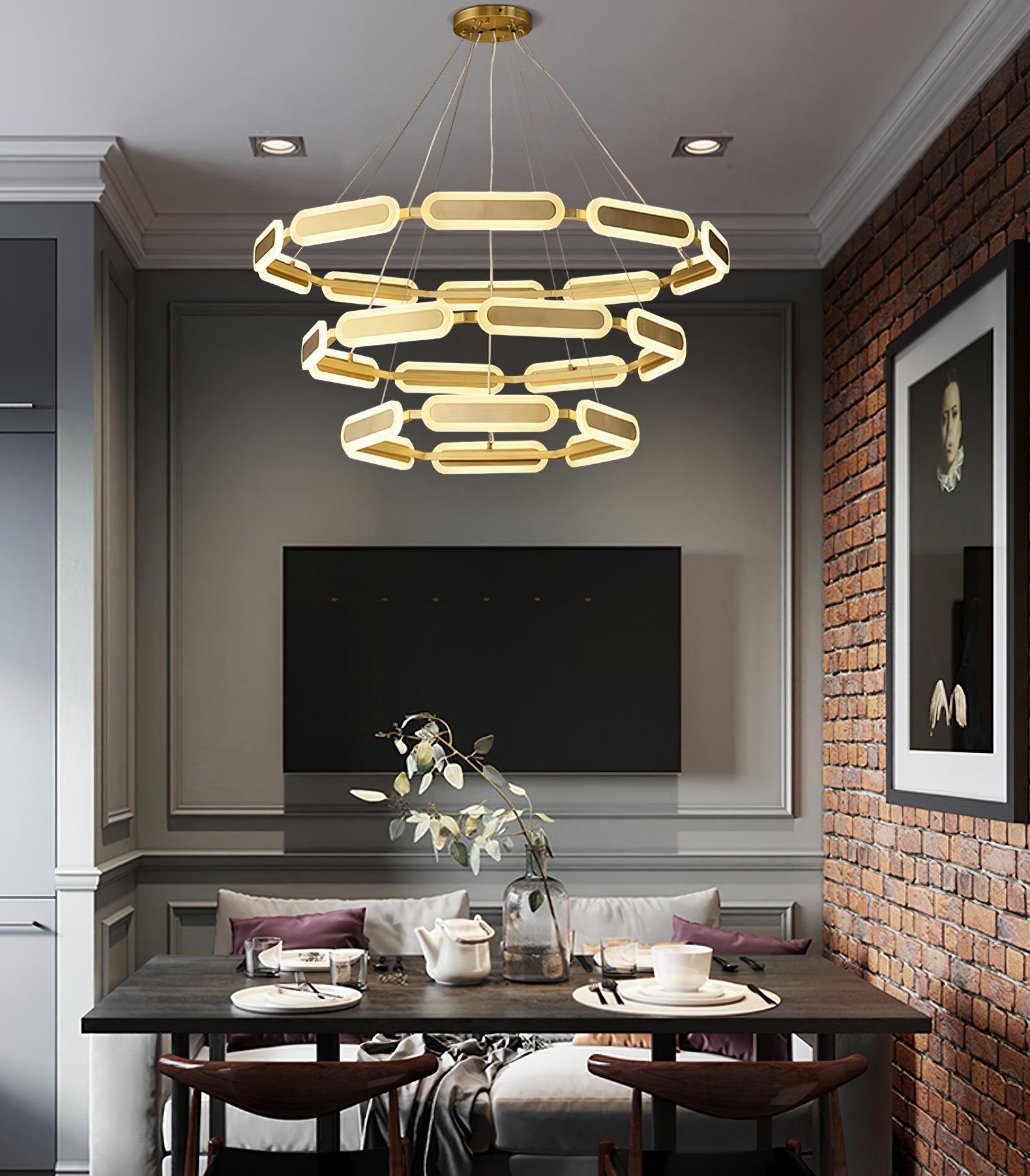 Lustra Chandelier Geometric Brass Ring - Letslighting