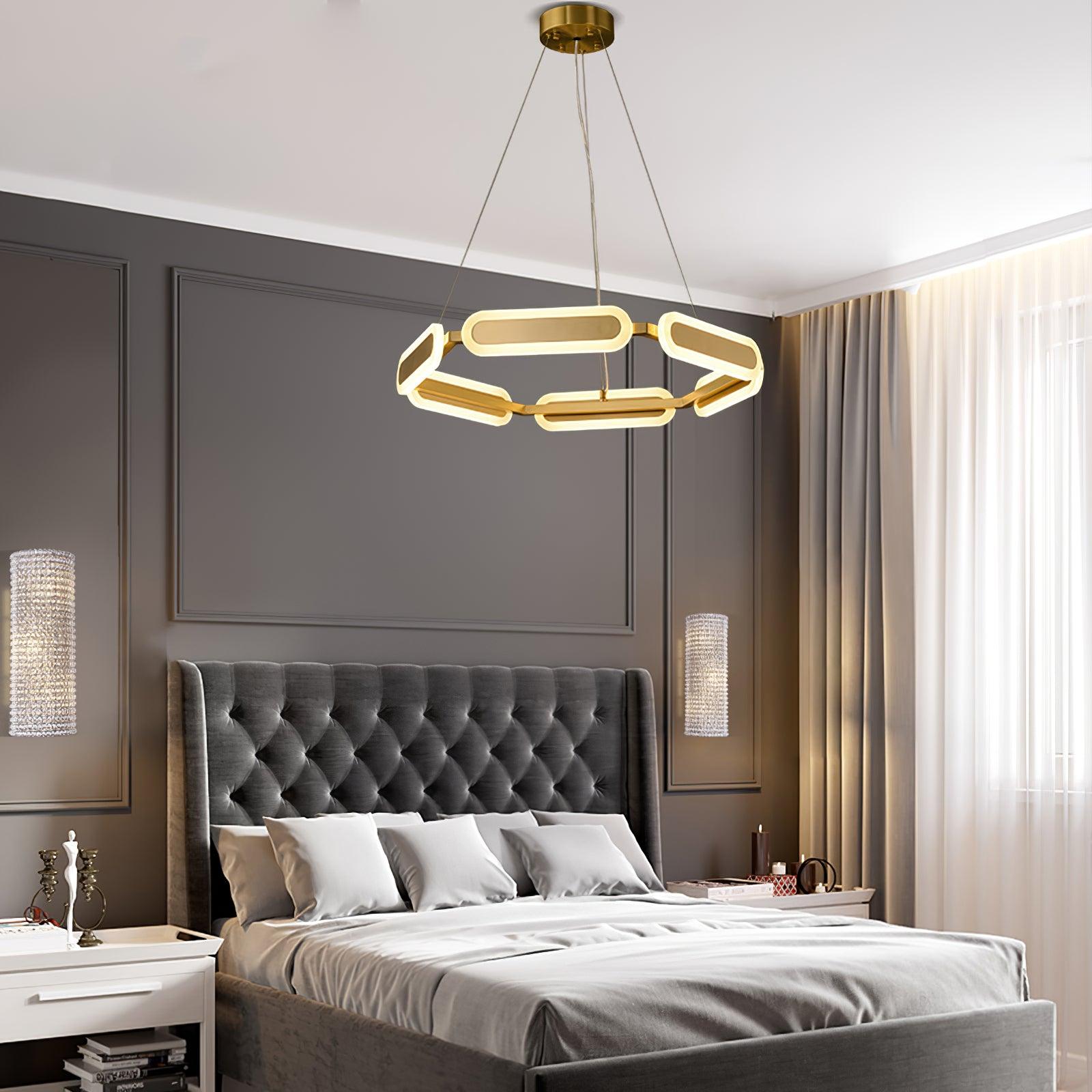 Lustra Chandelier Geometric Brass Ring - Letslighting