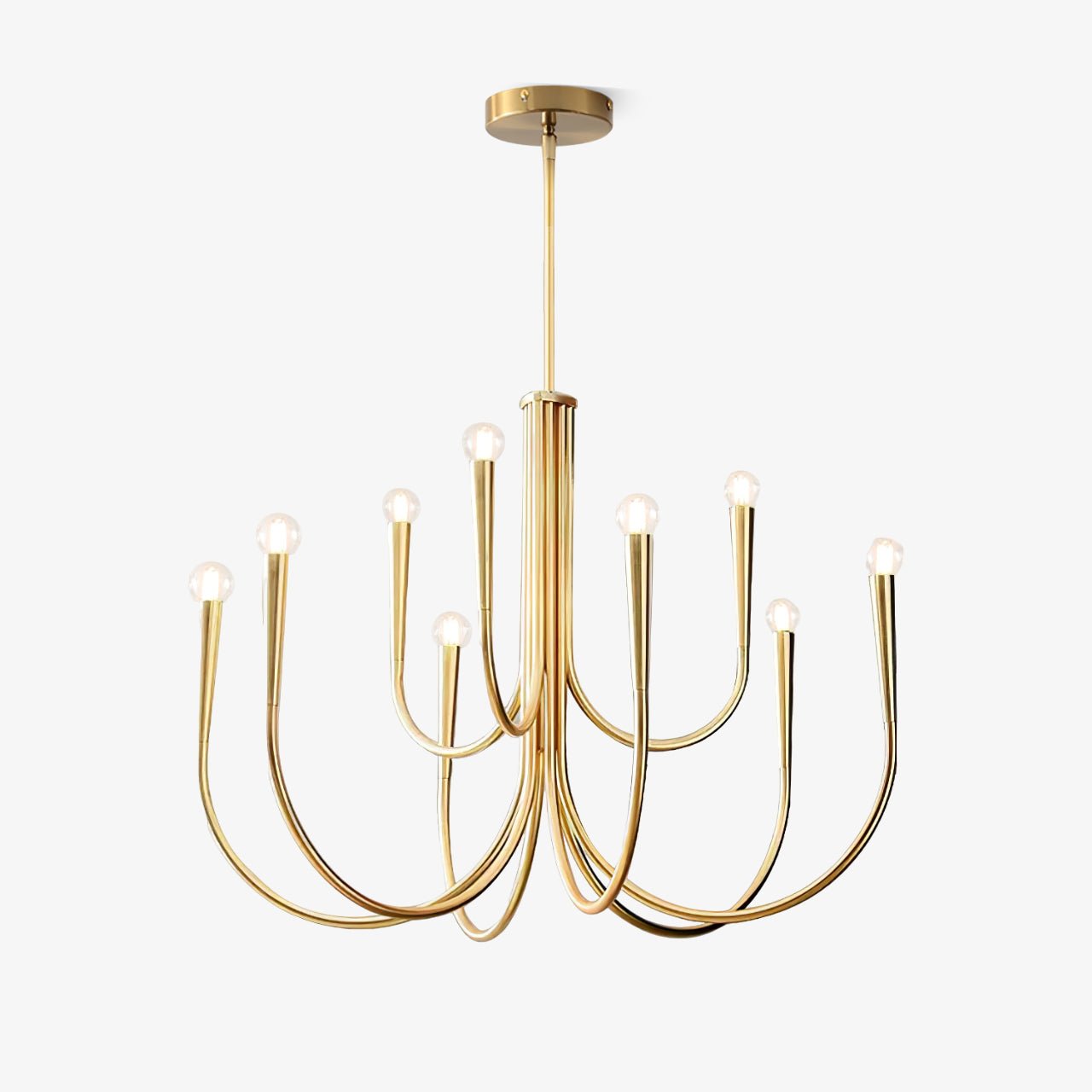 Lustra Chandelier Swoop Arm Brass Minimalist - Letslighting