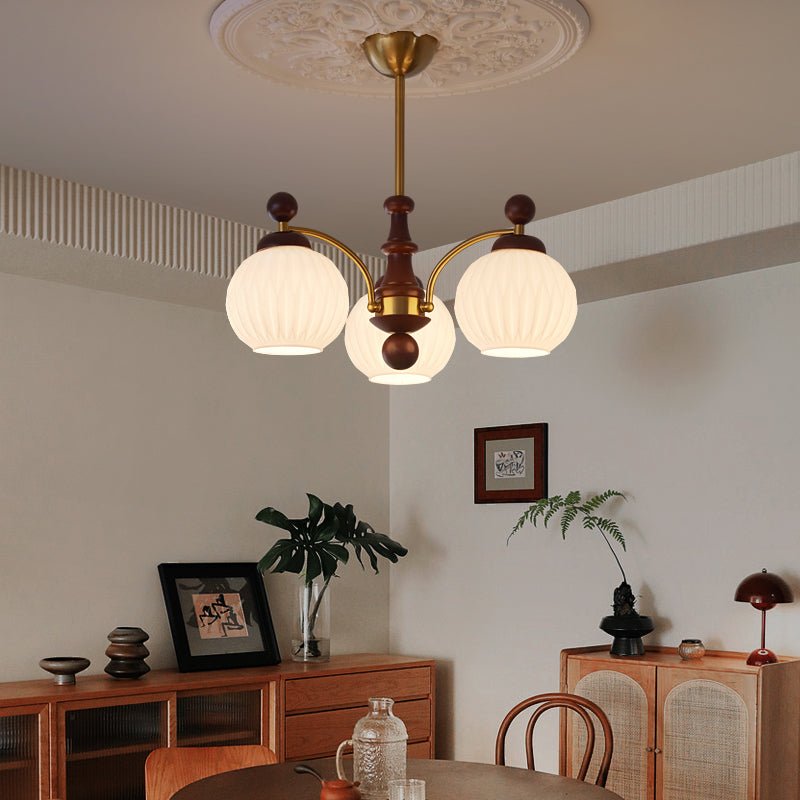 Vedoror Traditional Classic Orb Wood Glass Chandelier - Letslighting
