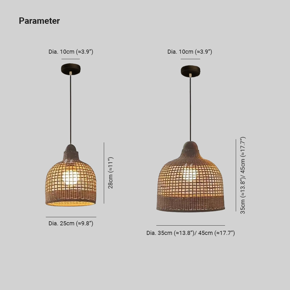 Ritta Japanese Retro Basket Pendant Light Bamboo Guesthouse/Bedroom - Letslighting
