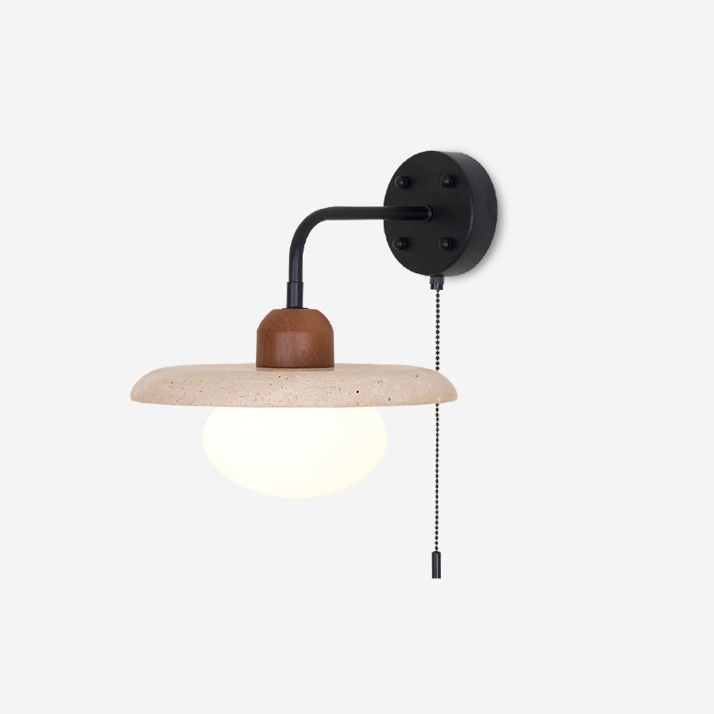 Solaro Wall Light Travertine Pull Chain Switch - Letslighting