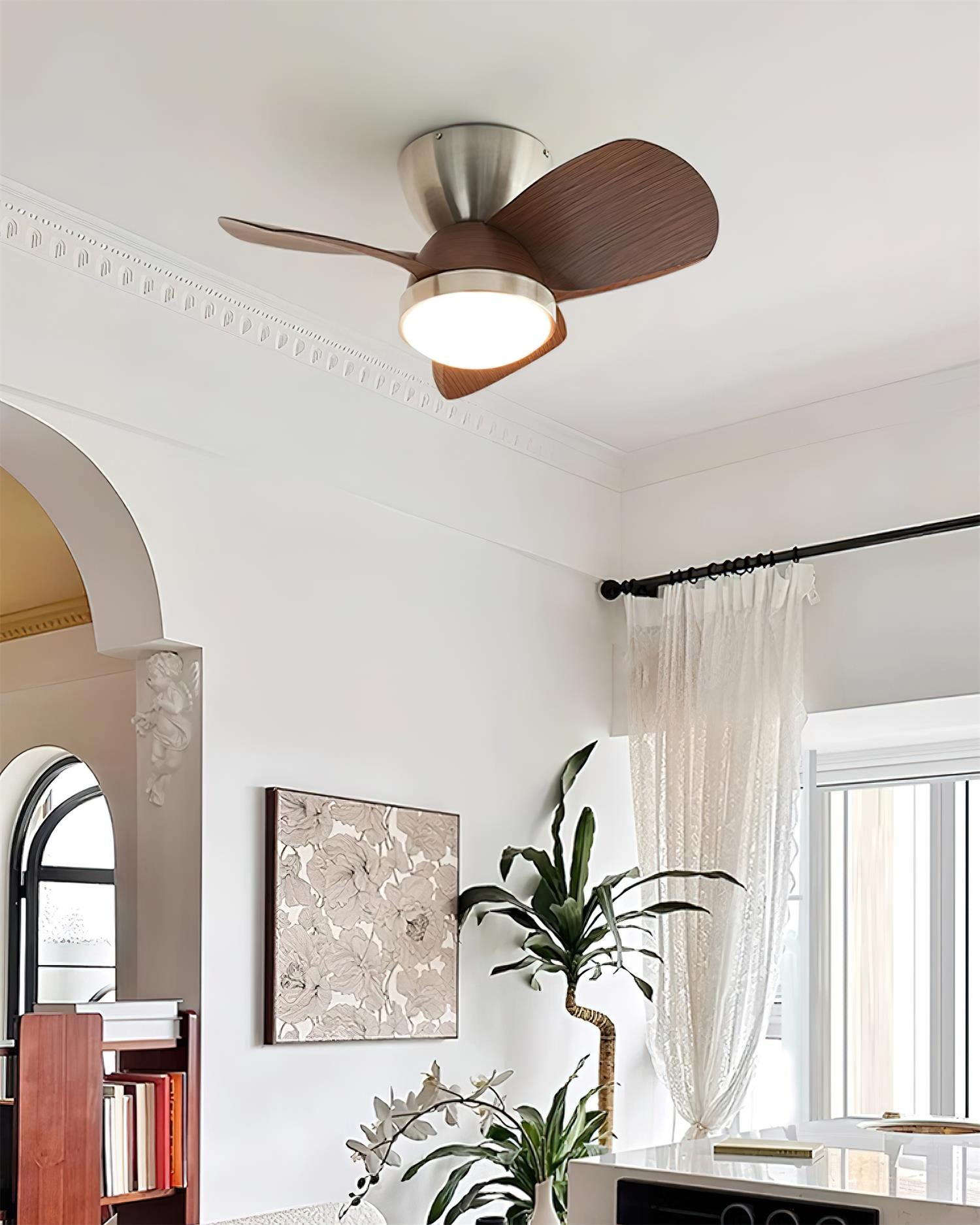 Talaya Ceiling Fan Light Wooden Blades Modern Bedroom - Letslighting