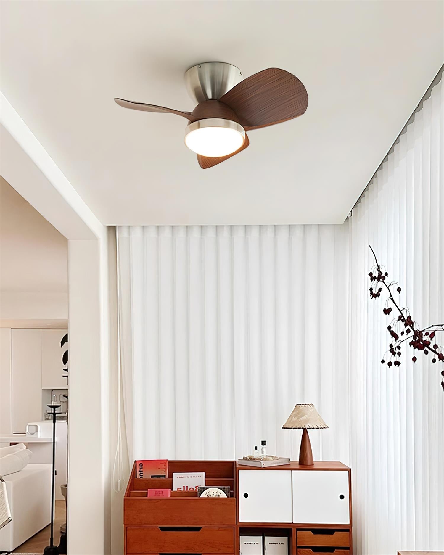Talaya Ceiling Fan Light Wooden Blades Modern Bedroom - Letslighting