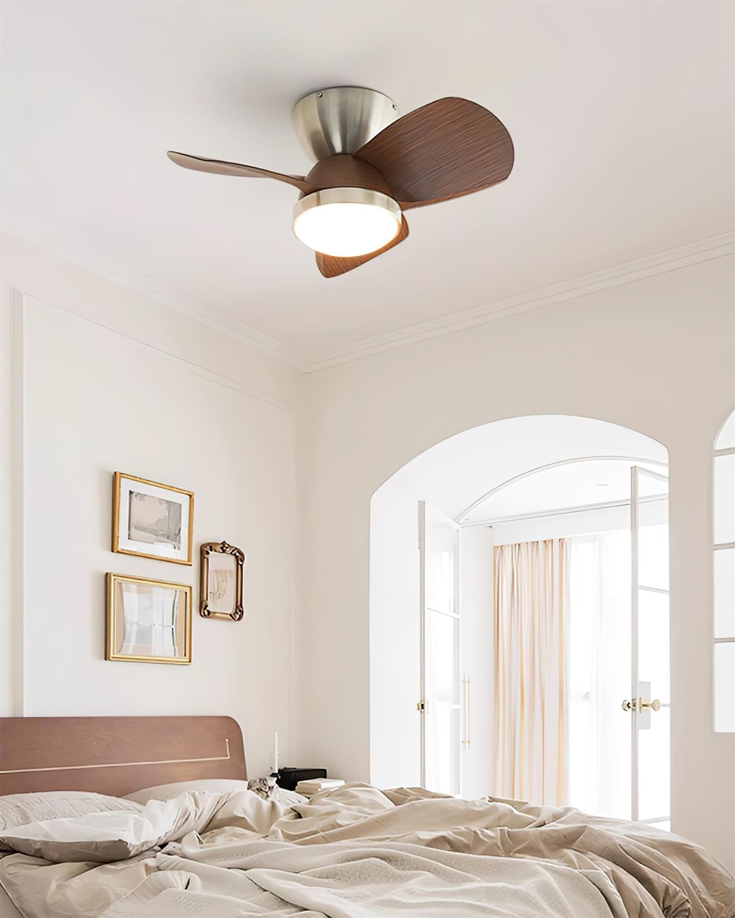 Talaya Ceiling Fan Light Wooden Blades Modern Bedroom - Letslighting