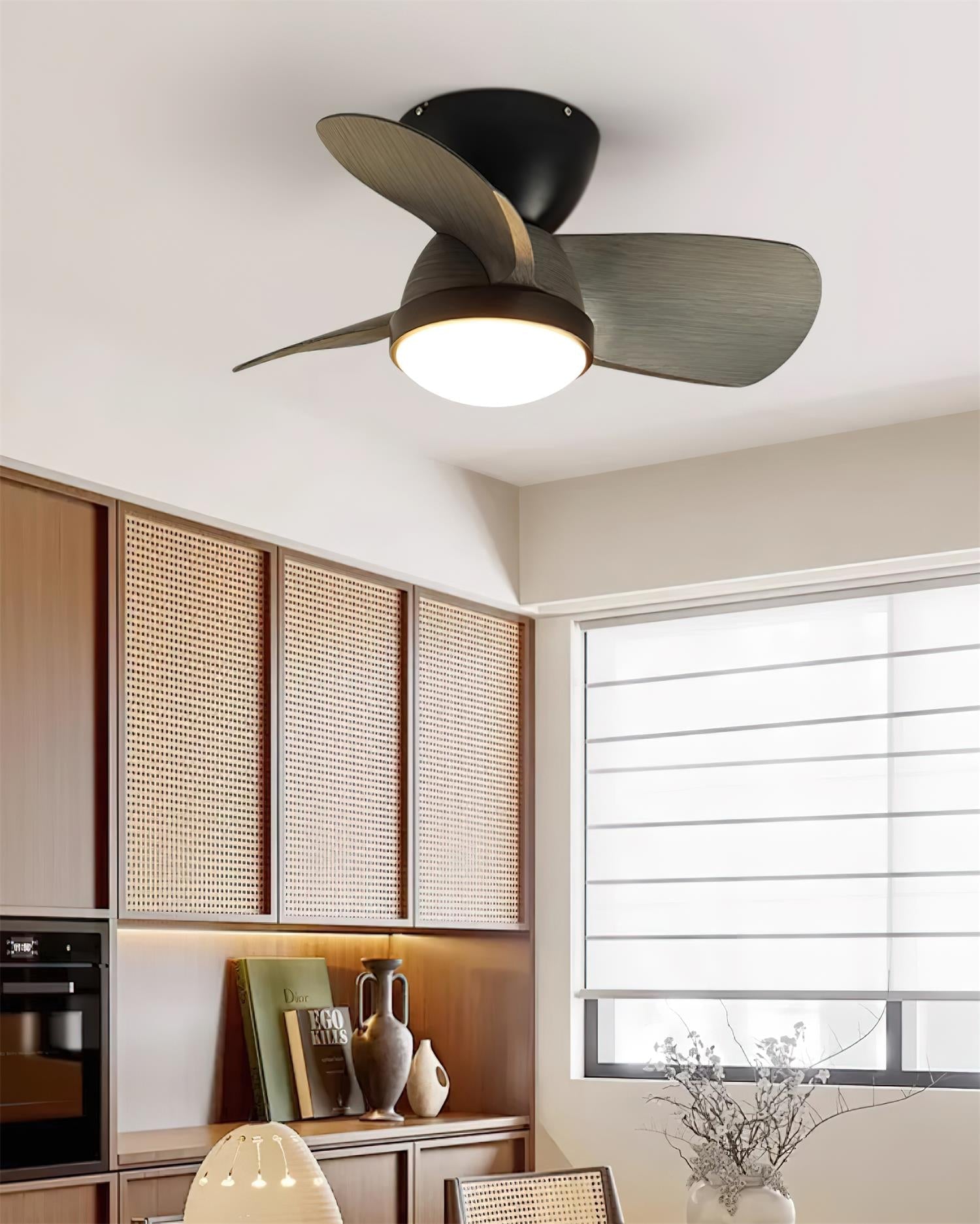 Talaya Ceiling Fan Light Wooden Blades Modern Bedroom - Letslighting