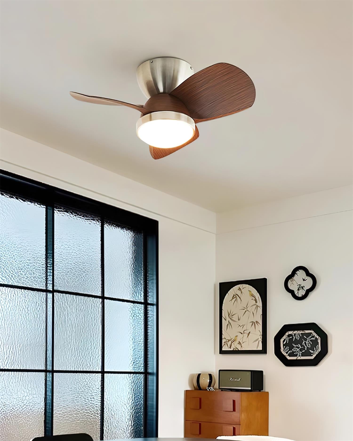 Talaya Ceiling Fan Light 24" Brushed Wood Blades - Letslighting