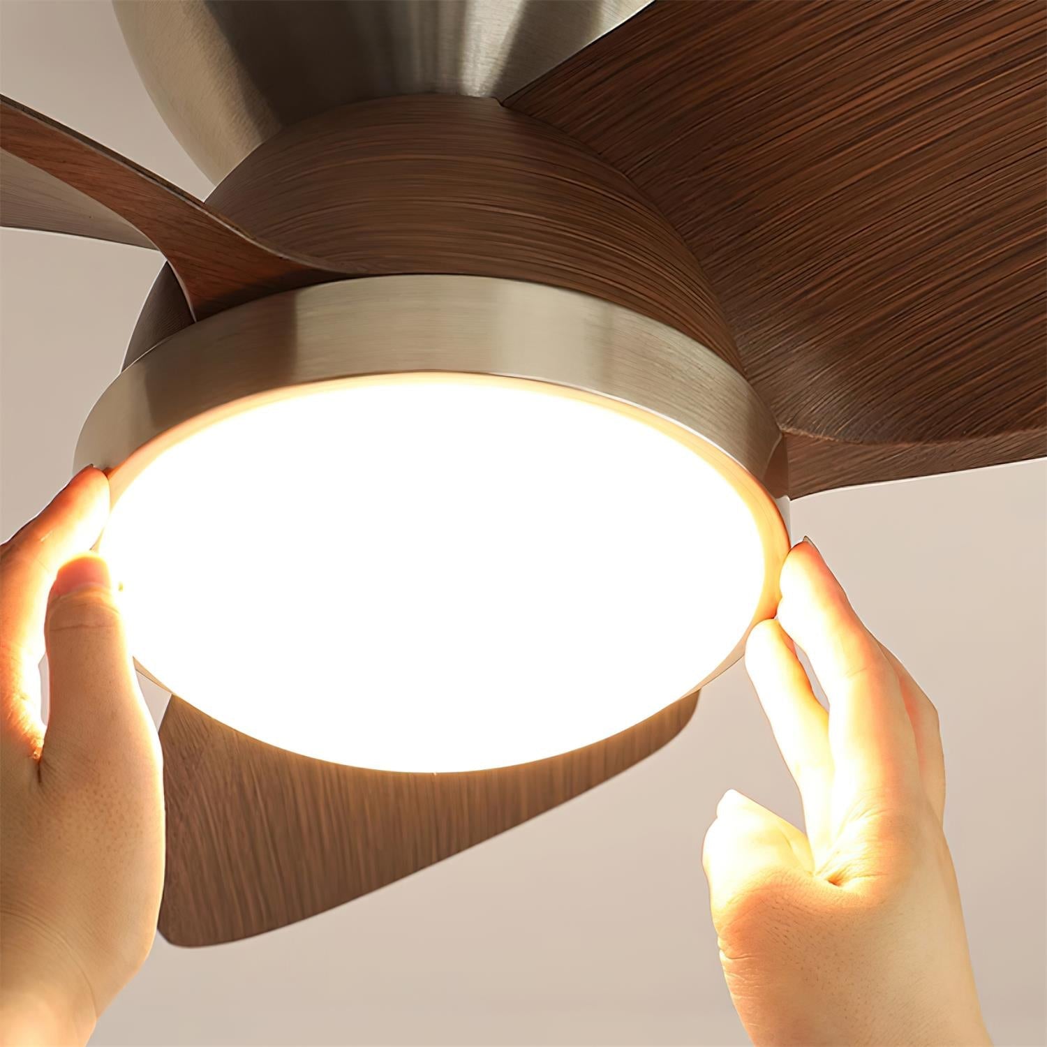 Talaya Ceiling Fan Light Wooden Blades Modern Bedroom - Letslighting