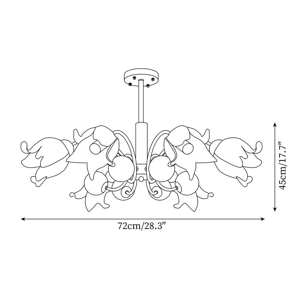 Talia Chandelier Glass Pleated Shades Brass Wood - Letslighting