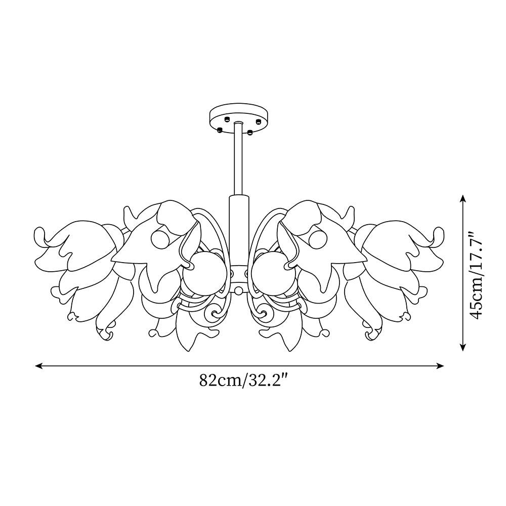 Talia Chandelier Glass Pleated Shades Brass Wood - Letslighting