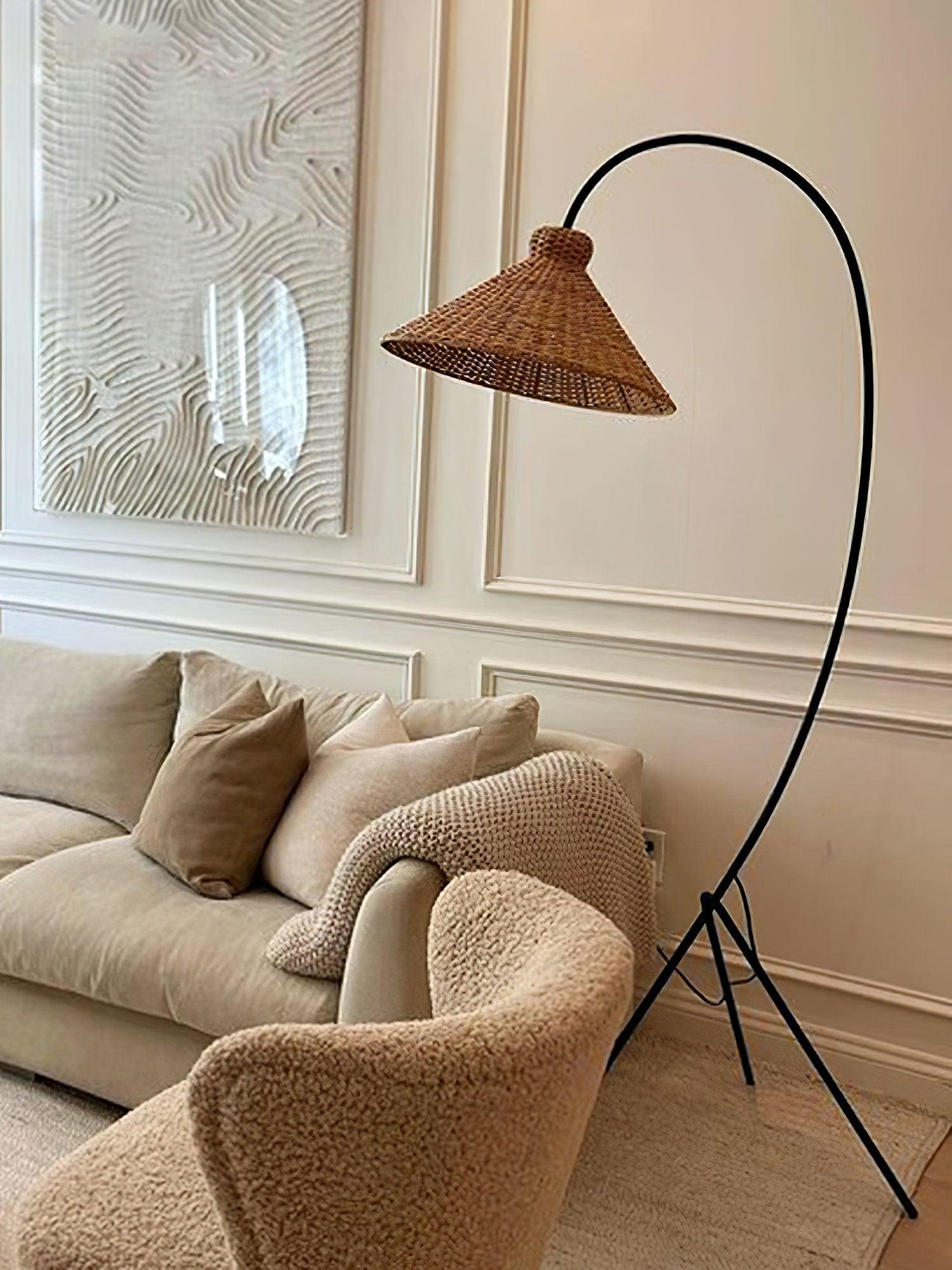 Sombrero Rattan Arc Floor Lamp - Letslighting