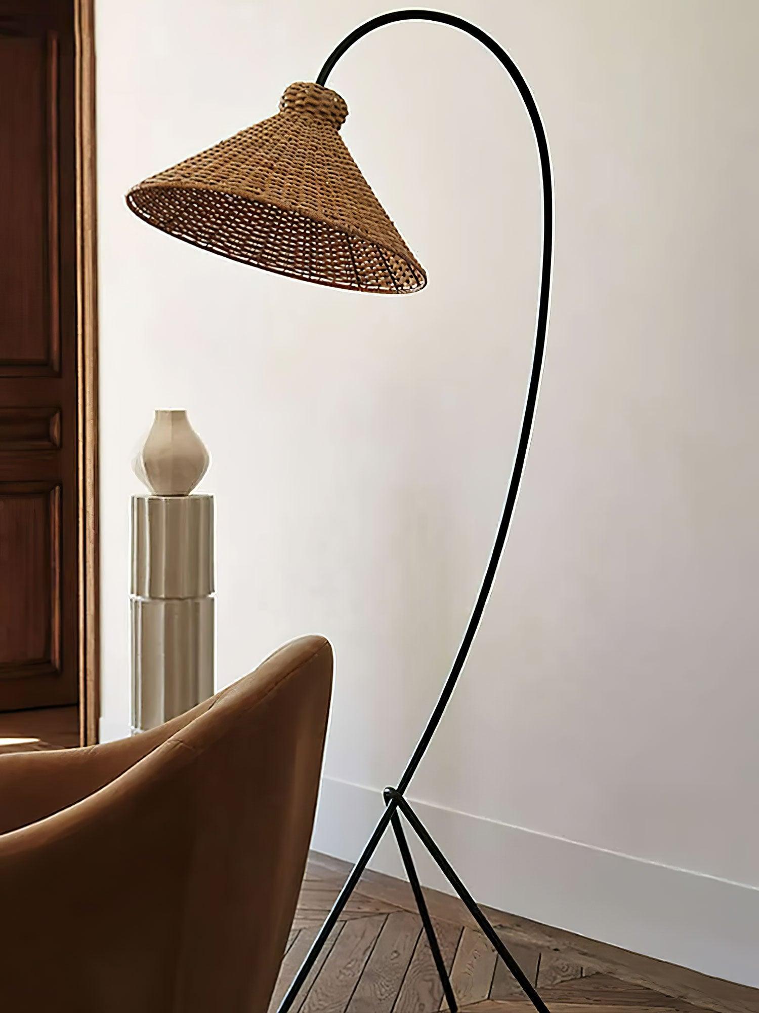 Sombrero Rattan Arc Floor Lamp - Letslighting
