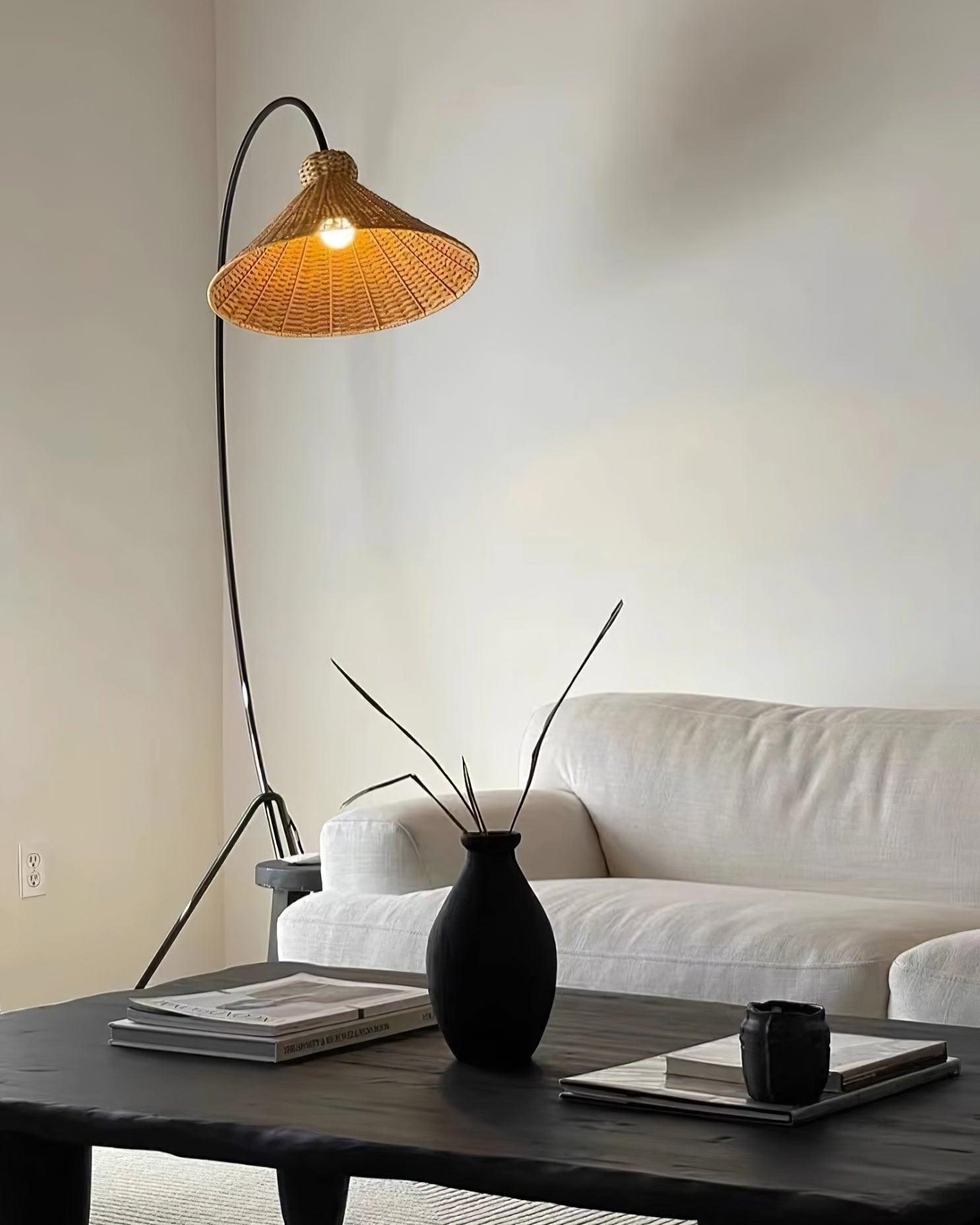 Sombrero Rattan Arc Floor Lamp - Letslighting