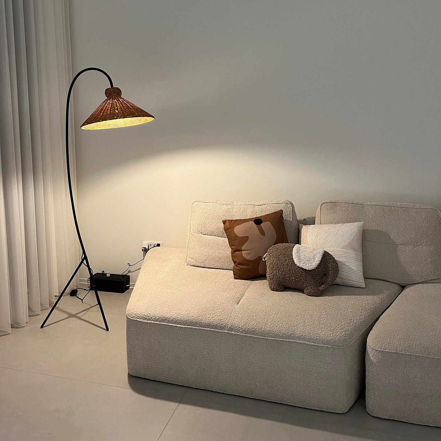 Sombrero Rattan Arc Floor Lamp - Letslighting