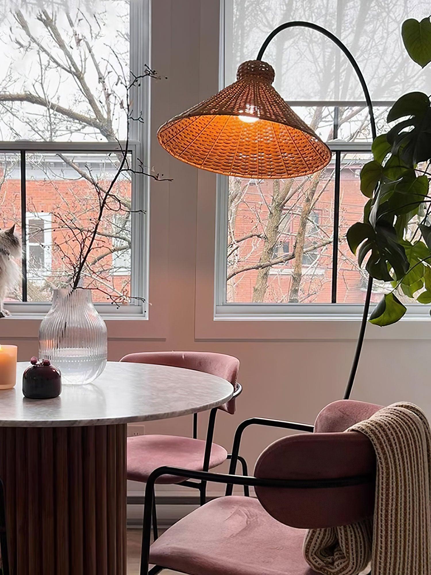 Sombrero Rattan Arc Floor Lamp - Letslighting