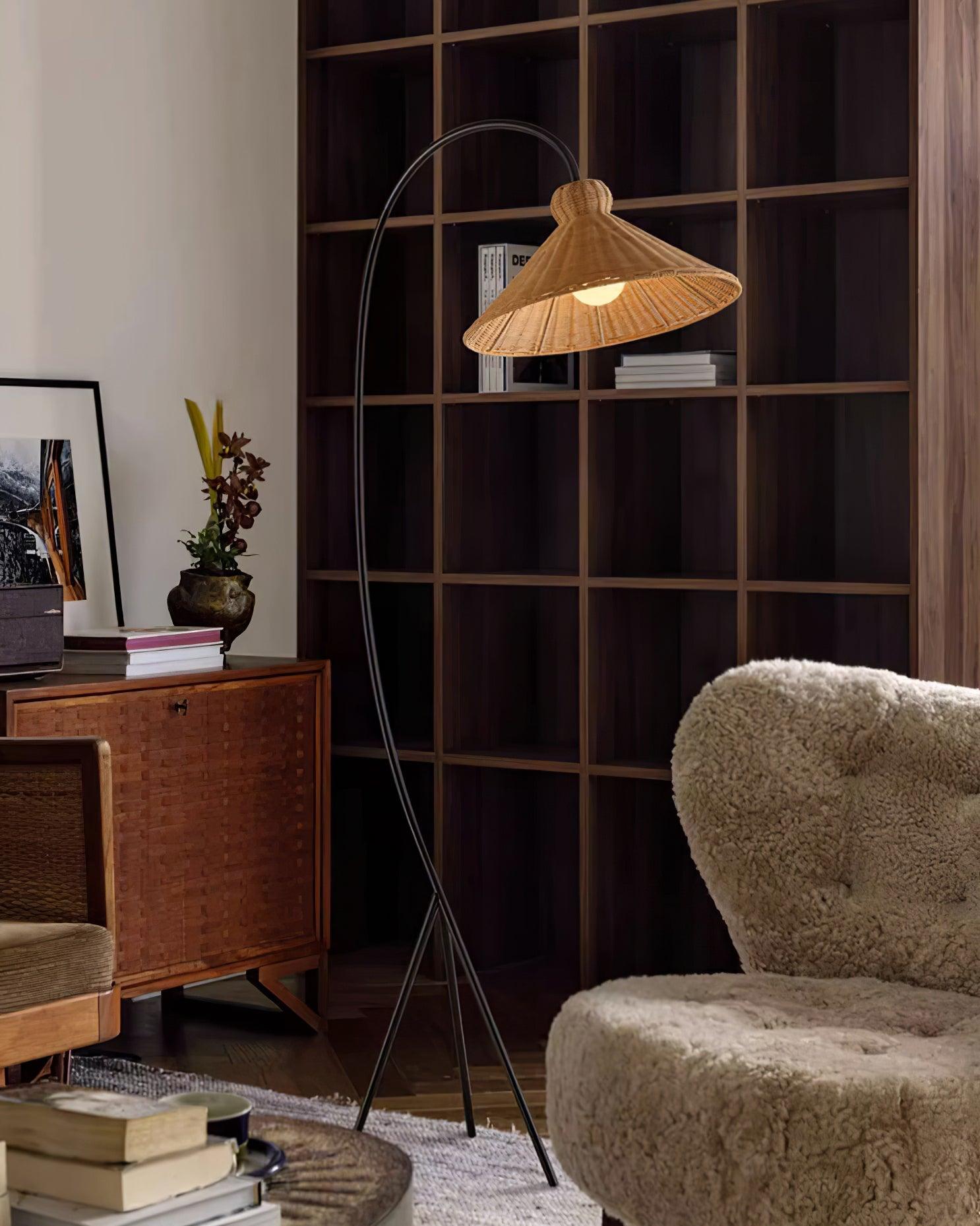 Sombrero Rattan Arc Floor Lamp - Letslighting