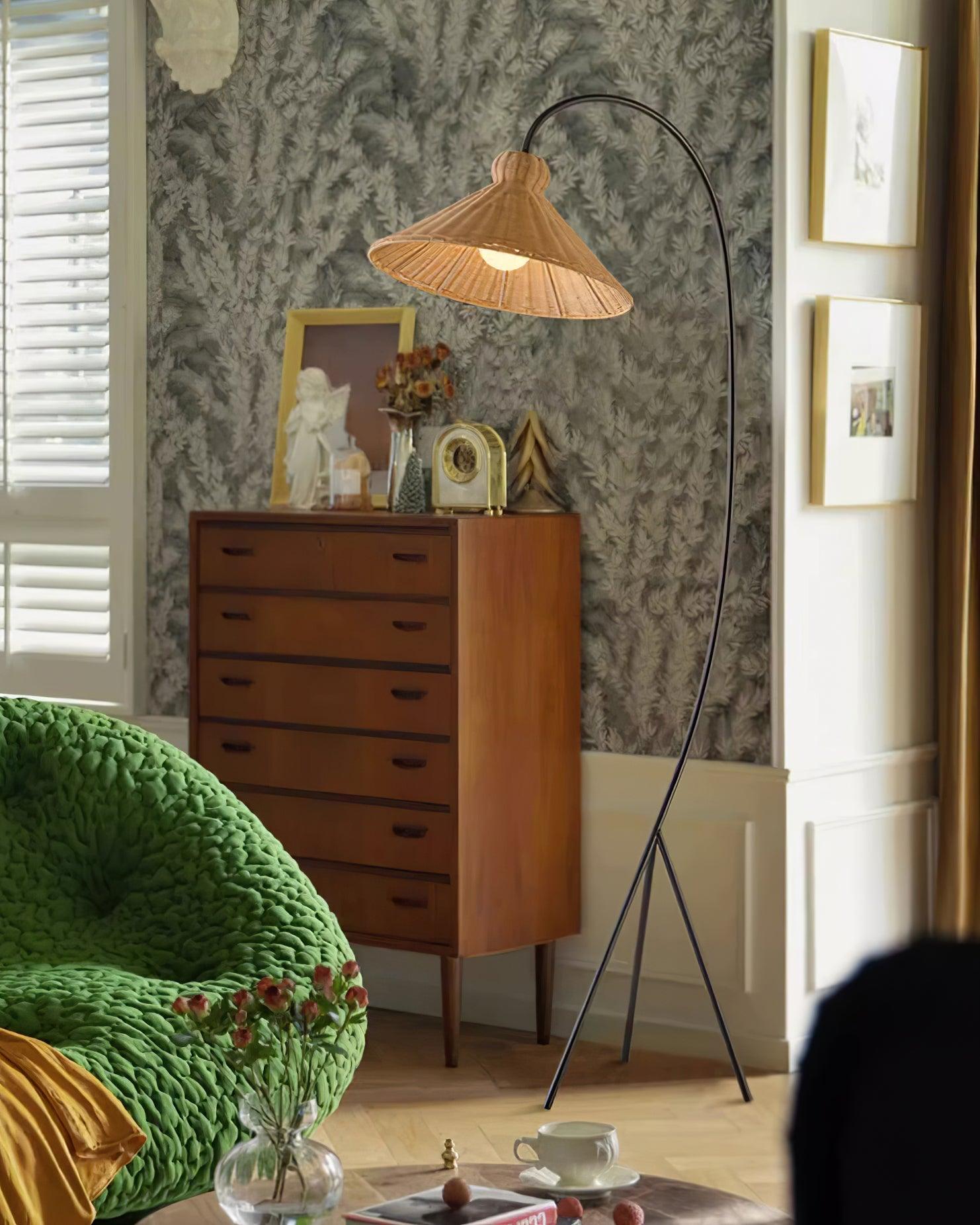 Sombrero Rattan Arc Floor Lamp - Letslighting