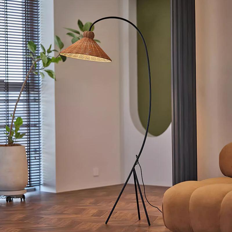 Sombrero Rattan Arc Floor Lamp - Letslighting