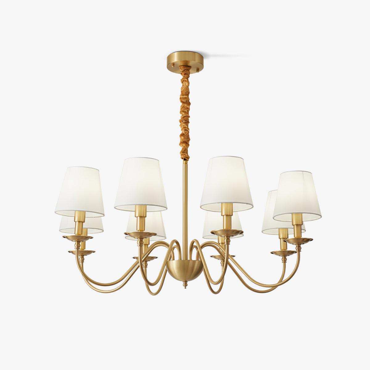 Lustra Chandelier Brass Fabric Shade Classic - Letslighting