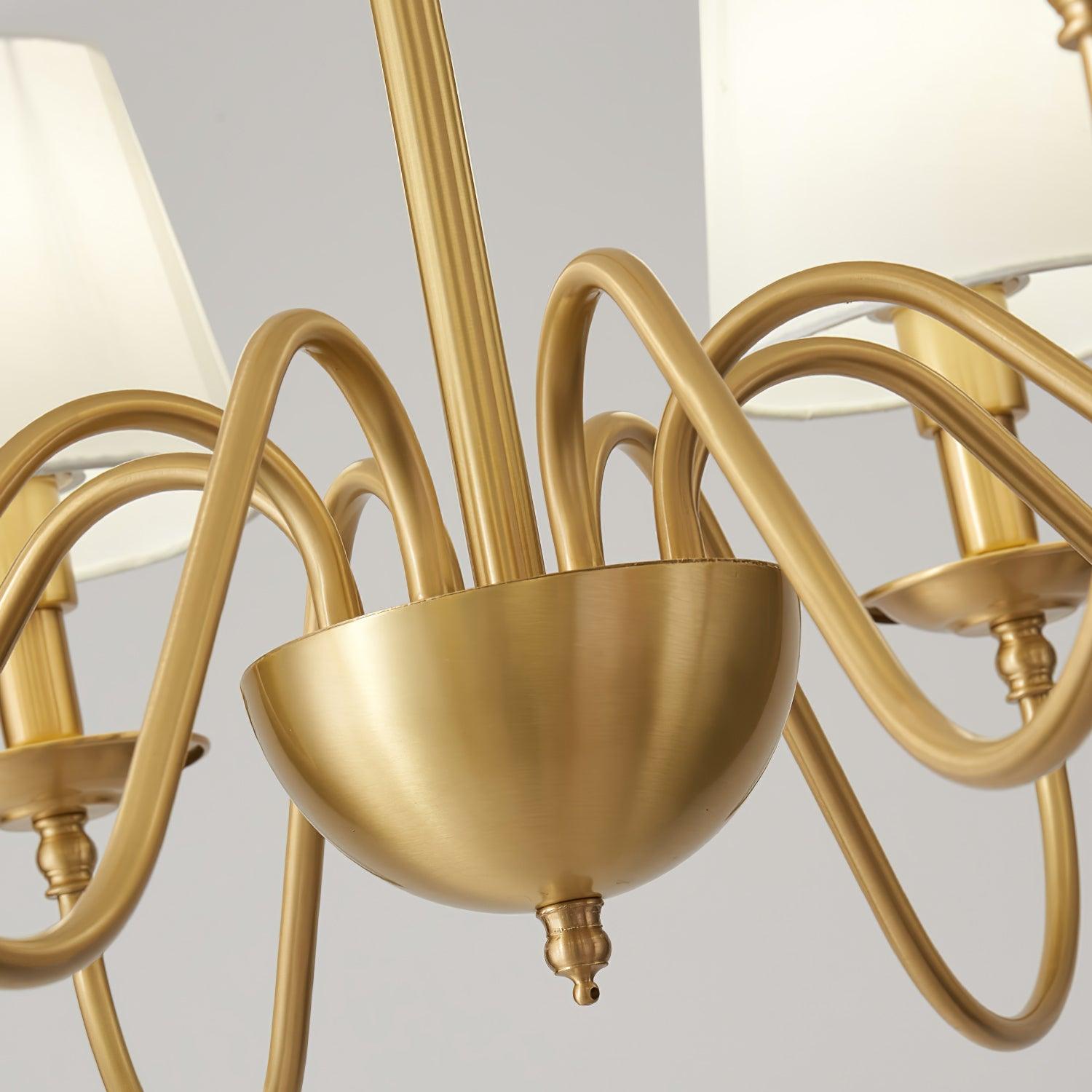 Lustra Chandelier Brass Fabric Shade Classic - Letslighting