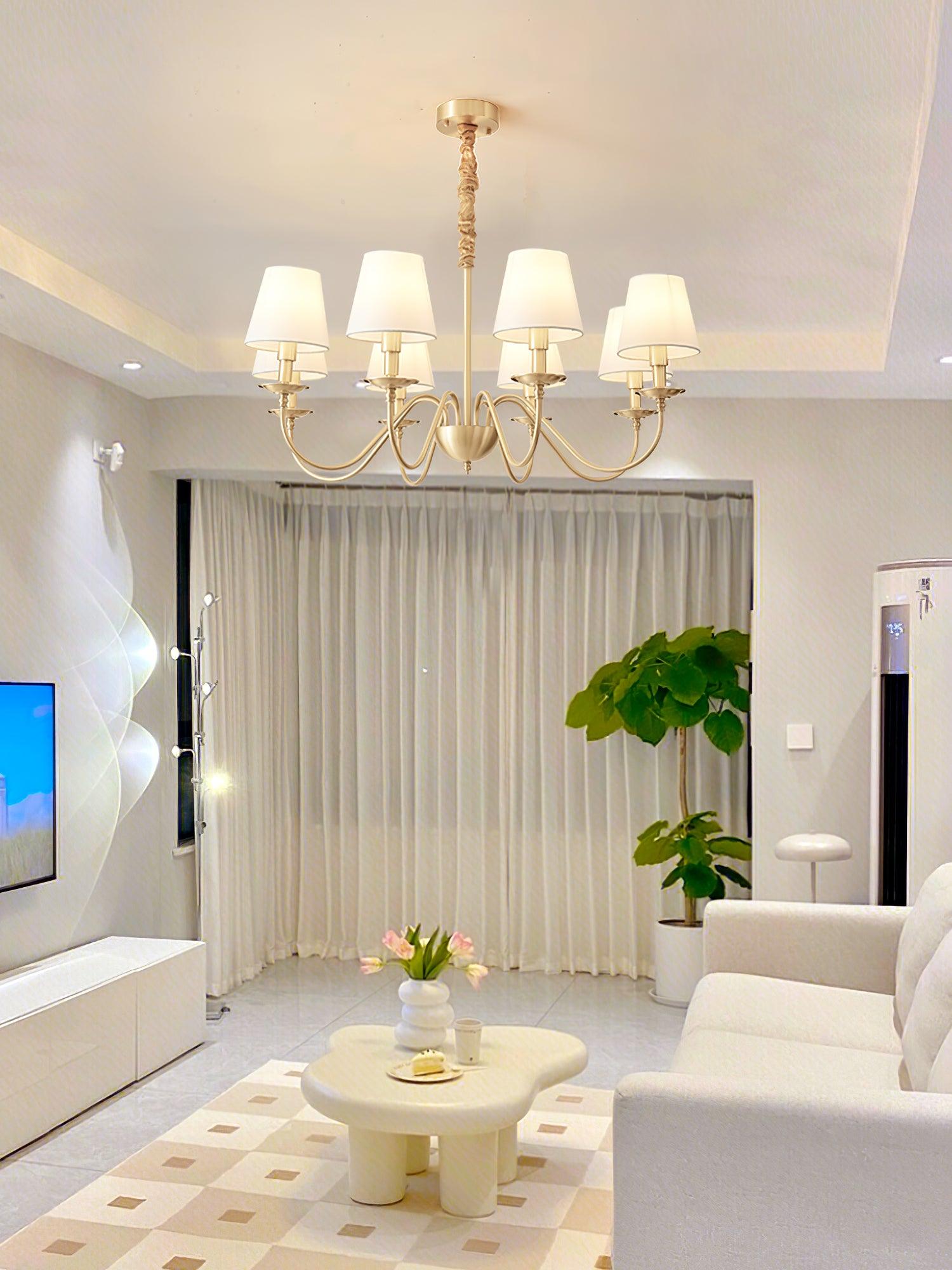 Lustra Chandelier Brass Fabric Shade Classic - Letslighting