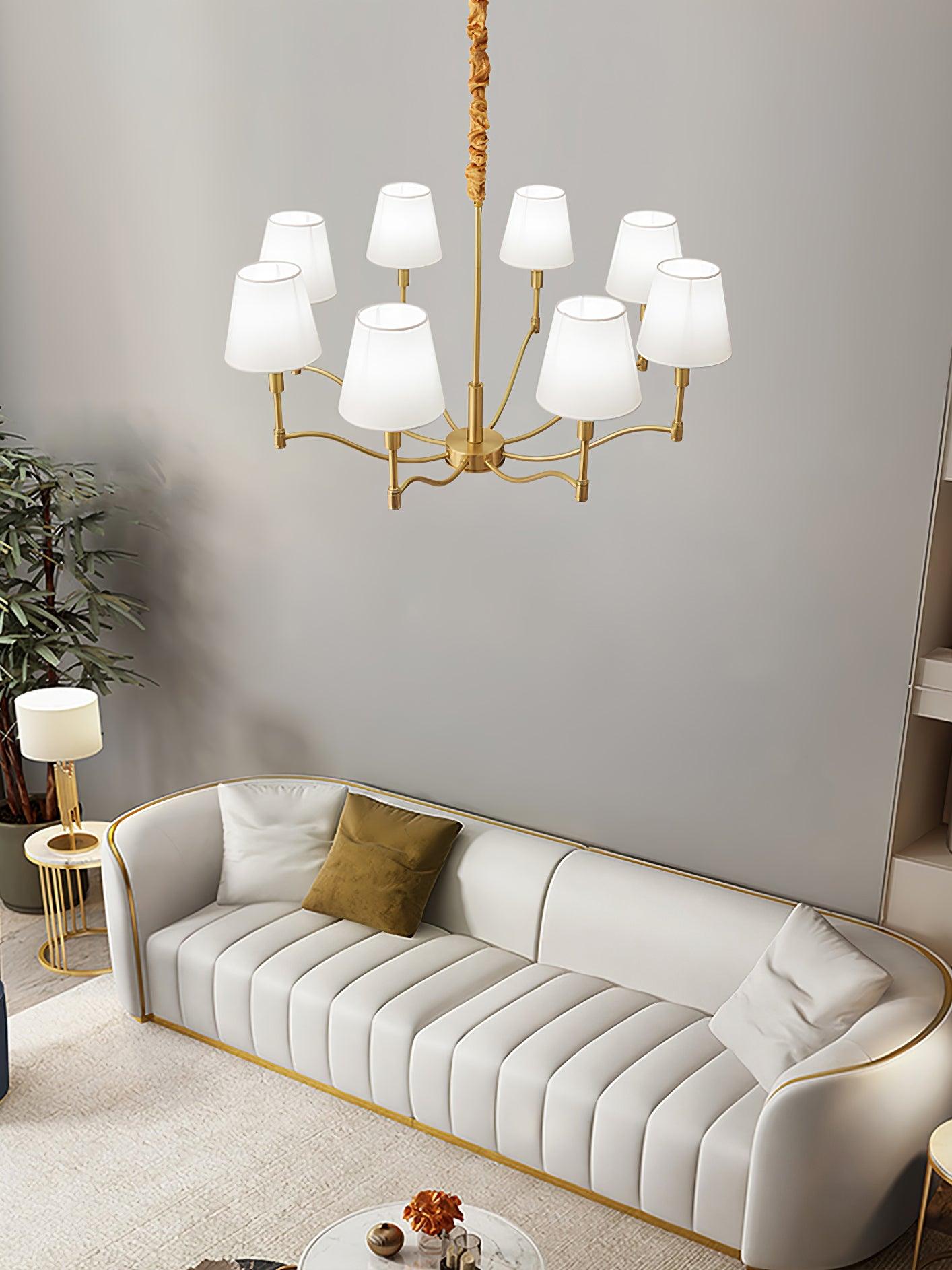 Lustra Chandelier Brass Fabric Shade Classic - Letslighting
