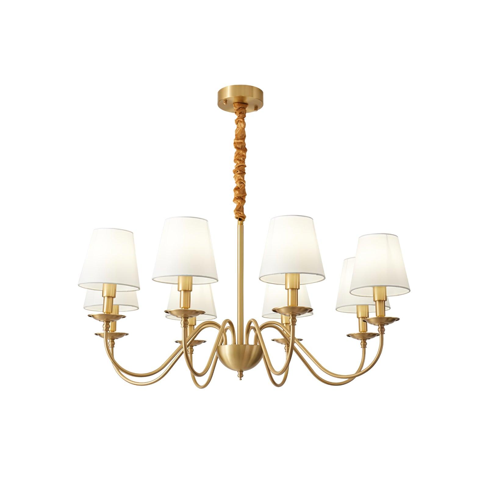 Lustra Chandelier Brass Fabric Shade Classic - Letslighting