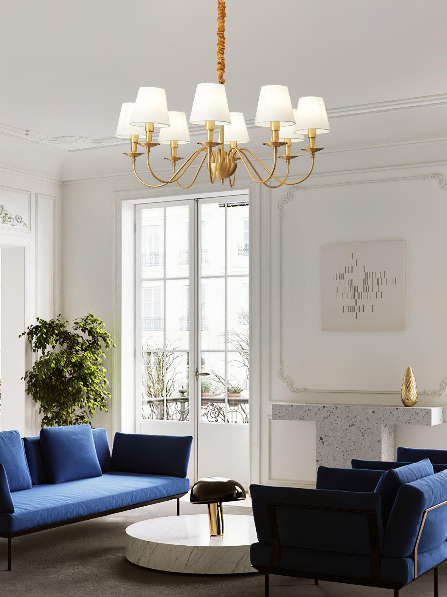 Lustra Chandelier Brass Fabric Shade Classic - Letslighting