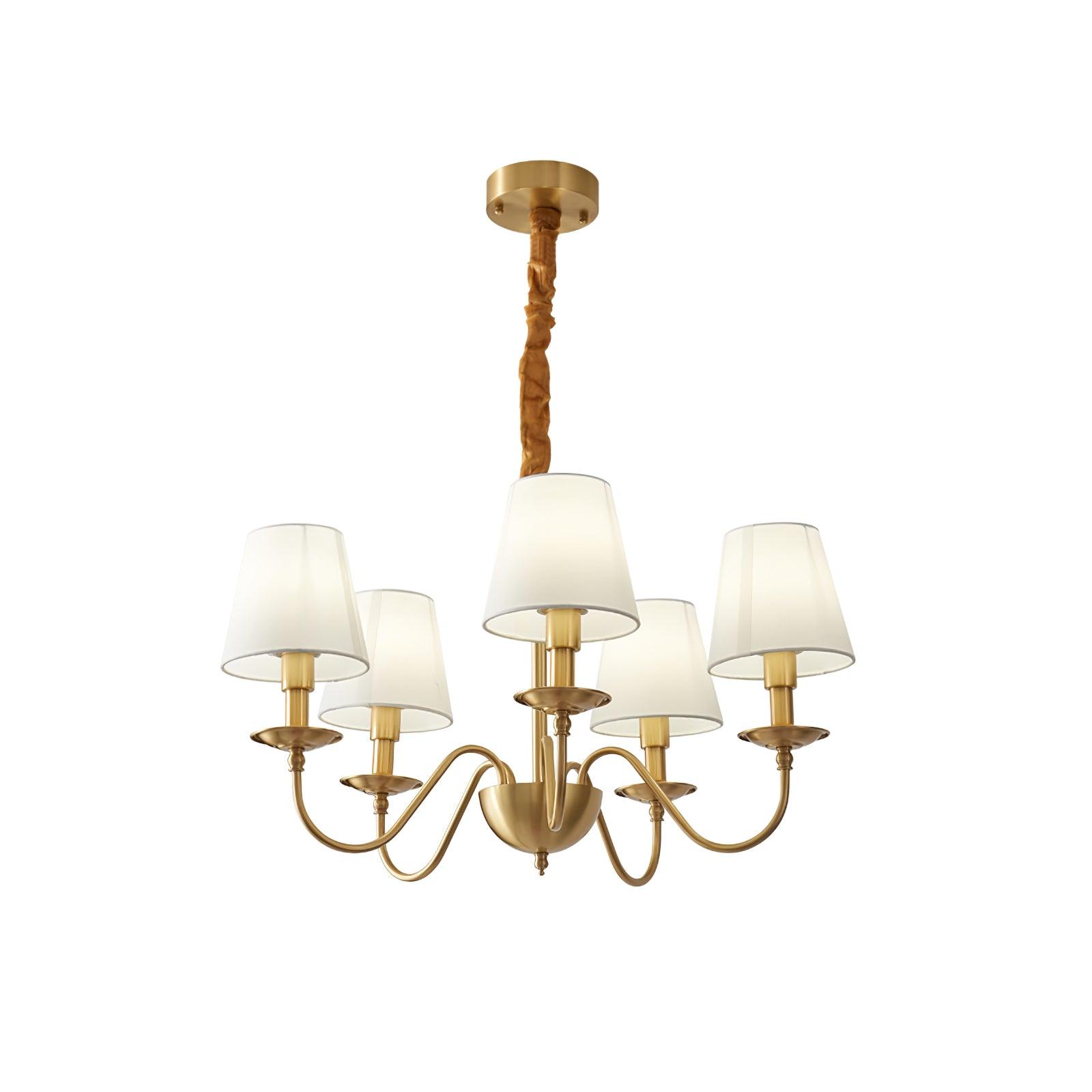 Lustra Chandelier Brass Fabric Shade Classic - Letslighting
