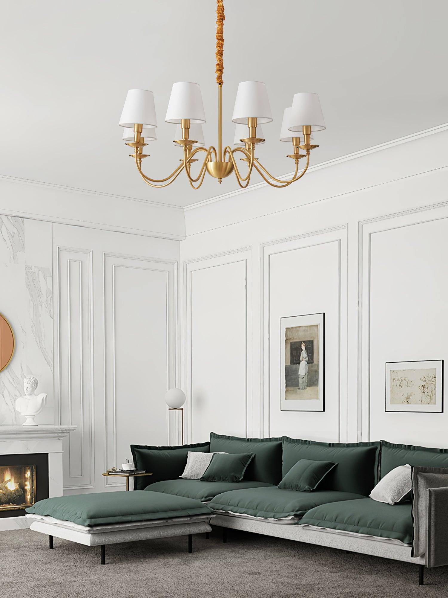 Lustra Chandelier Brass Fabric Shade Classic - Letslighting