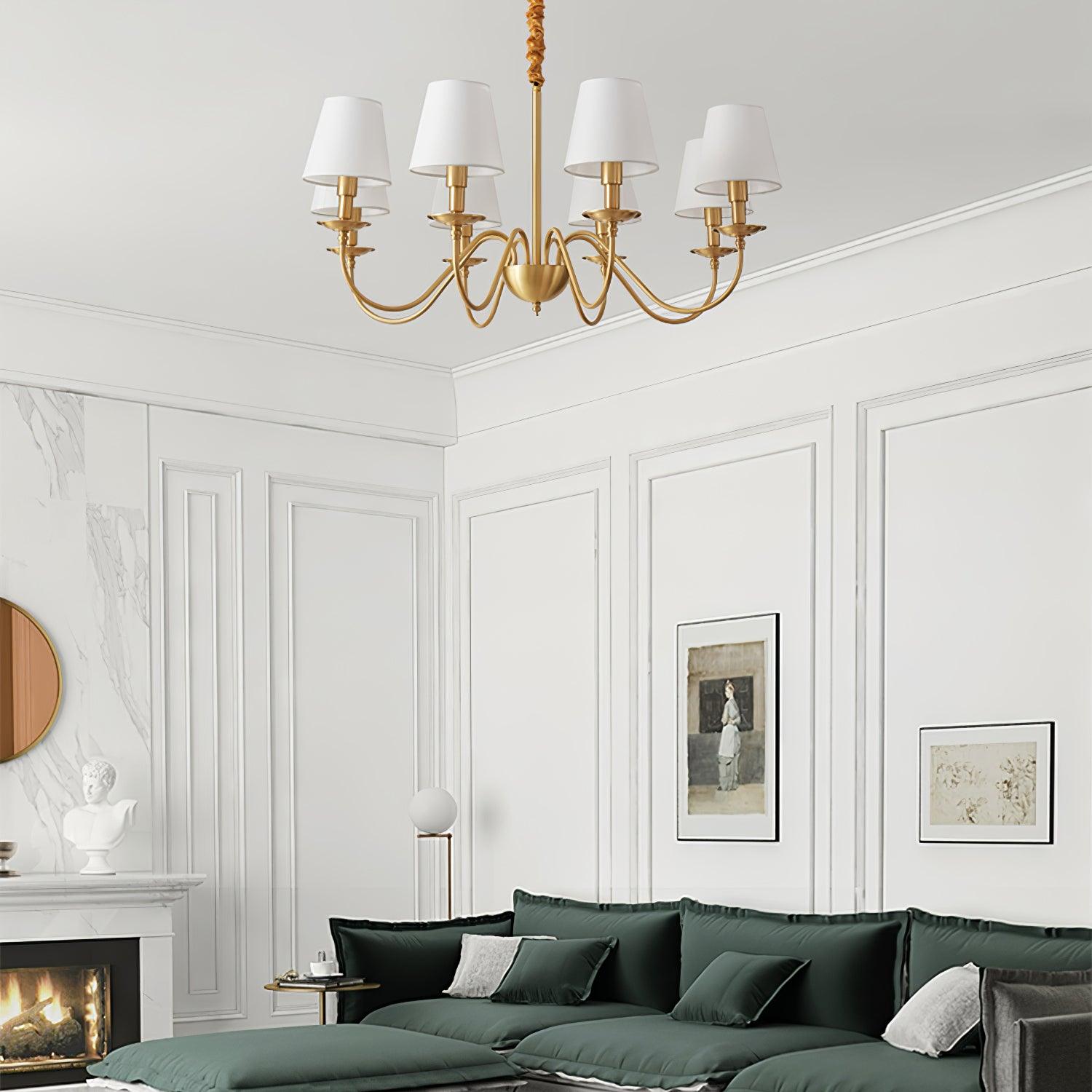 Lustra Chandelier Brass Fabric Shade Classic - Letslighting