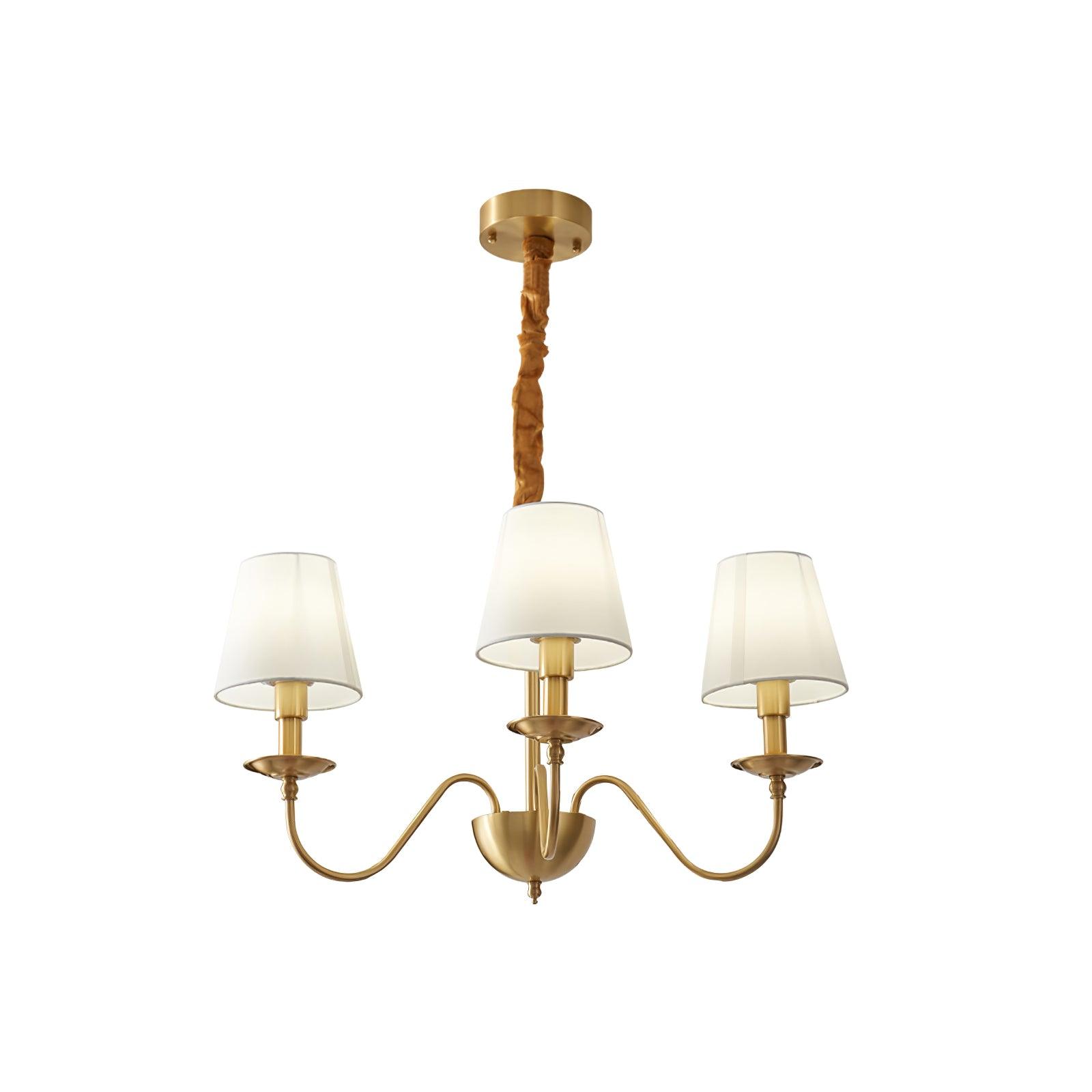 Lustra Chandelier Brass Fabric Shade Classic - Letslighting