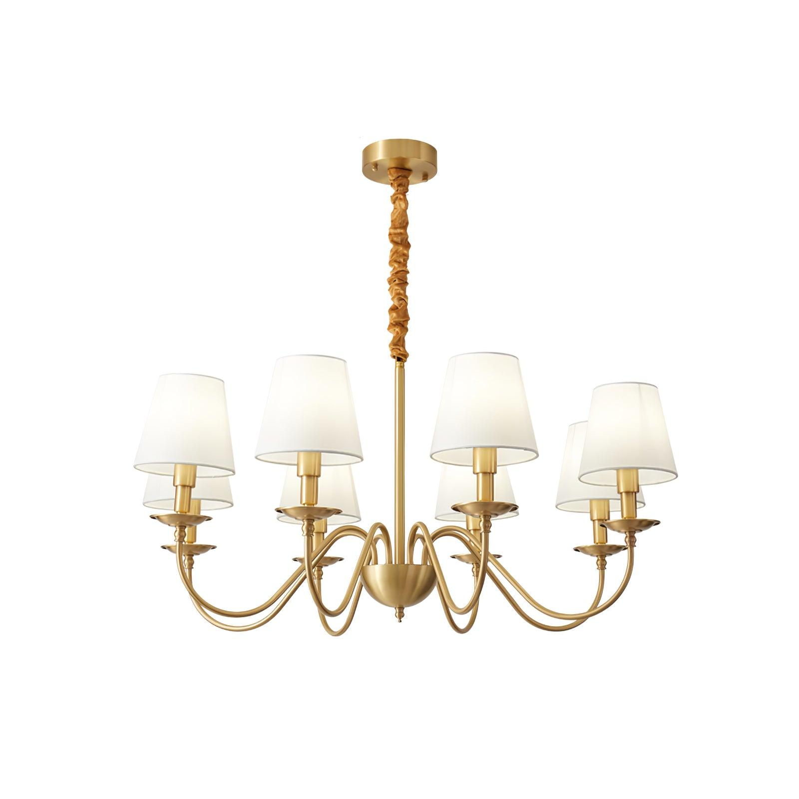 Lustra Chandelier Brass Fabric Shade Classic - Letslighting