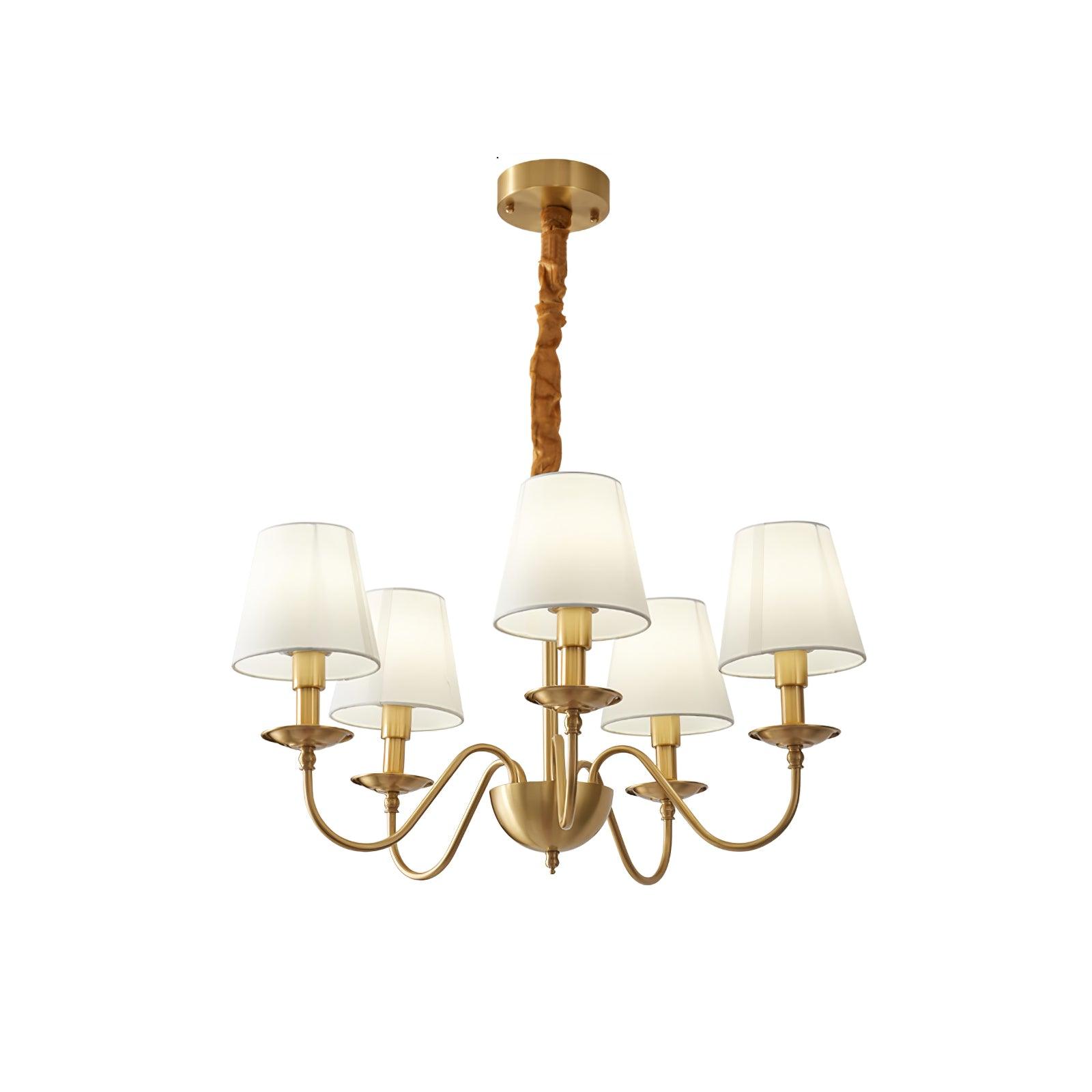 Lustra Chandelier Brass Fabric Shade Classic - Letslighting