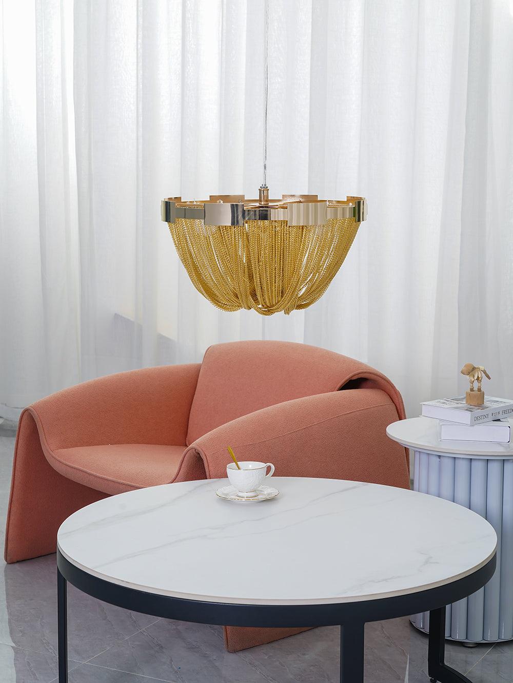 Lustra Ceiling Light Tassel Aluminum Chain Nickel Frame - Letslighting